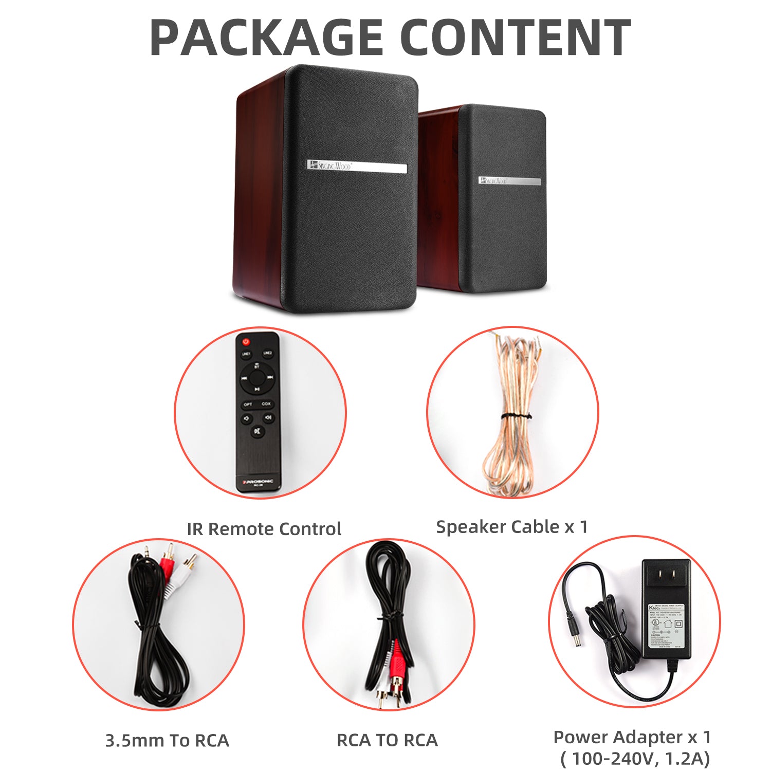 Singing Wood BT27 Powered Bluetooth Bookshelf Speaker - Walnut