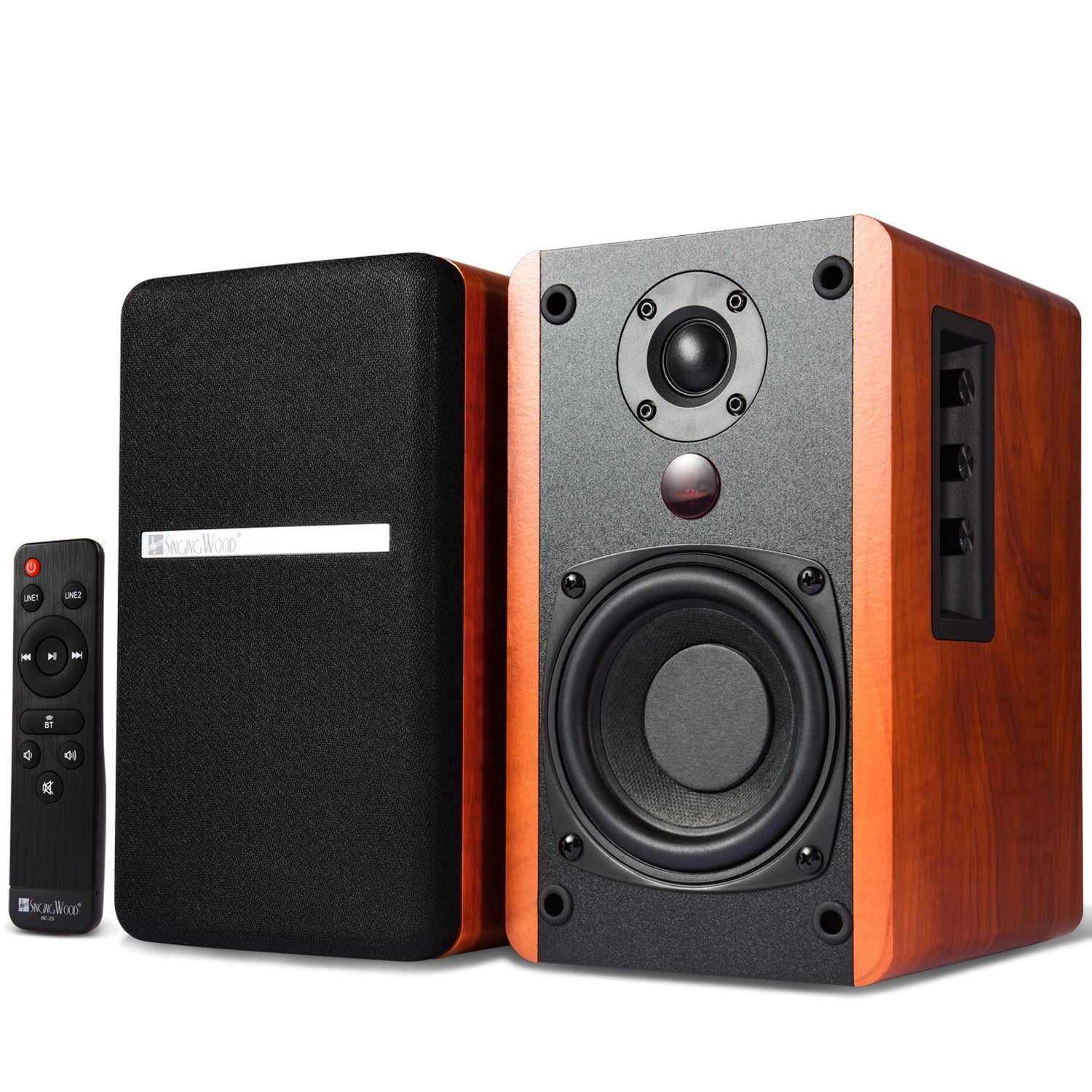 Singing Wood BT25 Active Bluetooth Bookshelf Speaker 80W - Cherry Wood