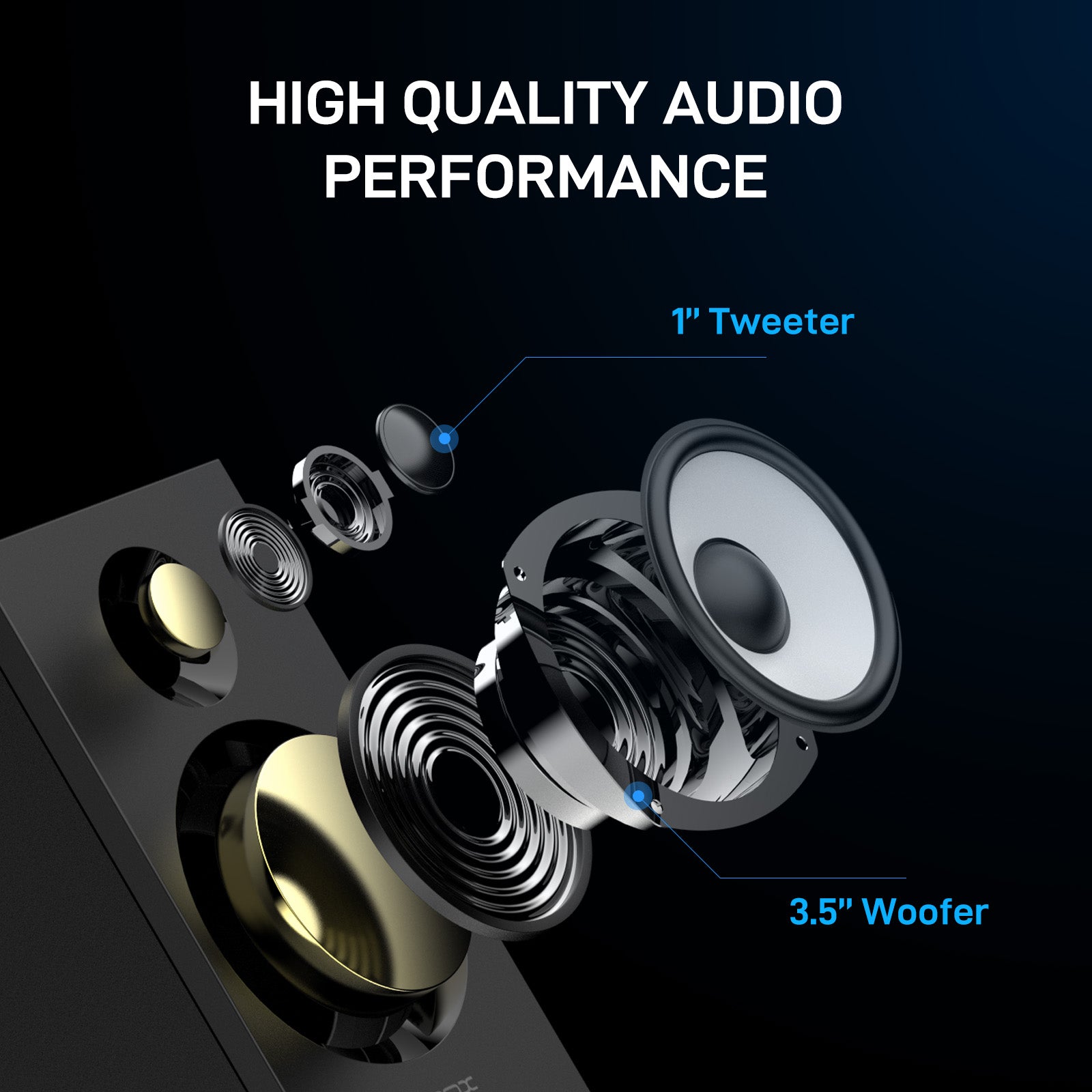 BT16 HiFi Bookshelf Speakers for Computer Gaming PC Speakers - Black