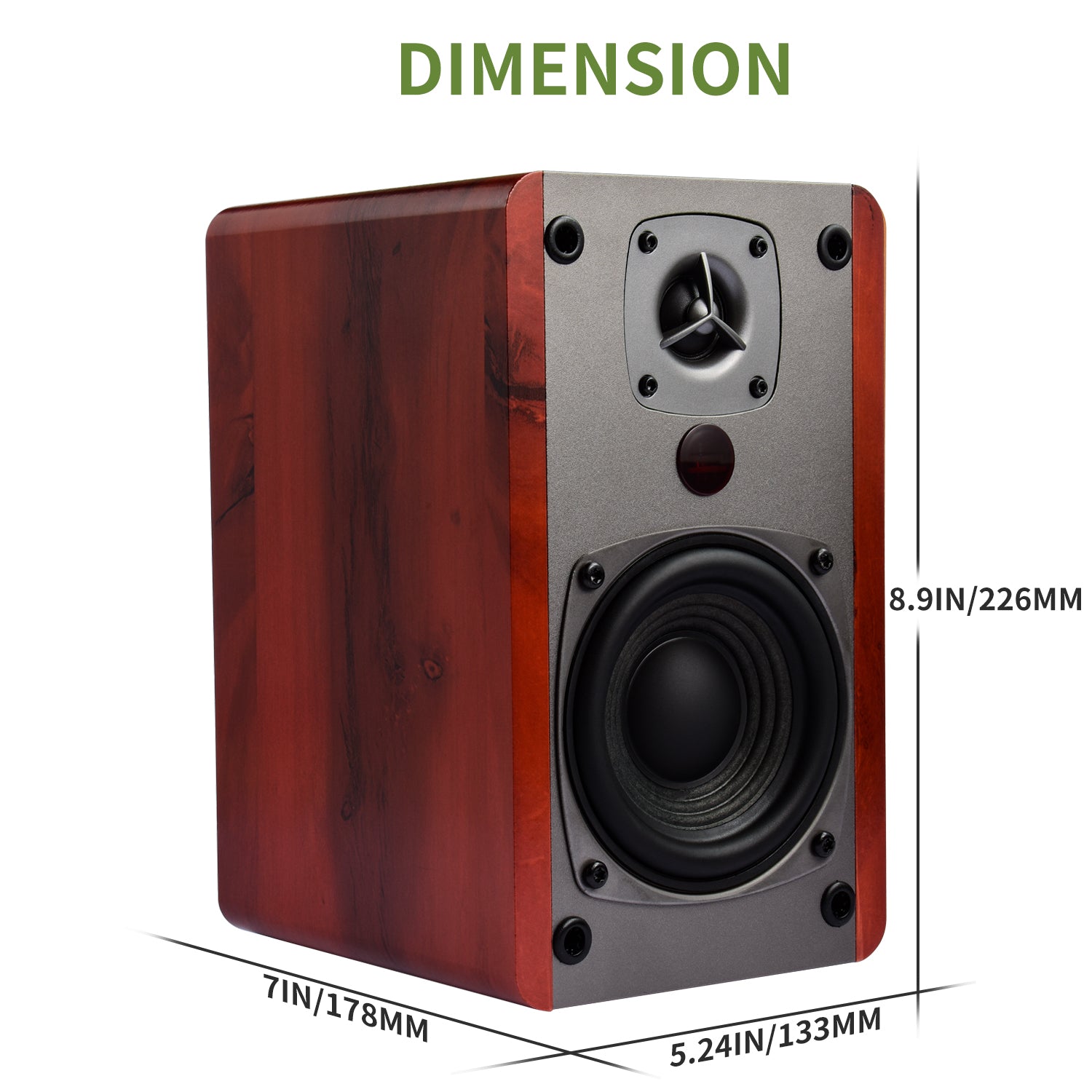 Singing Wood BT27 Powered Bluetooth Bookshelf Speaker - Walnut