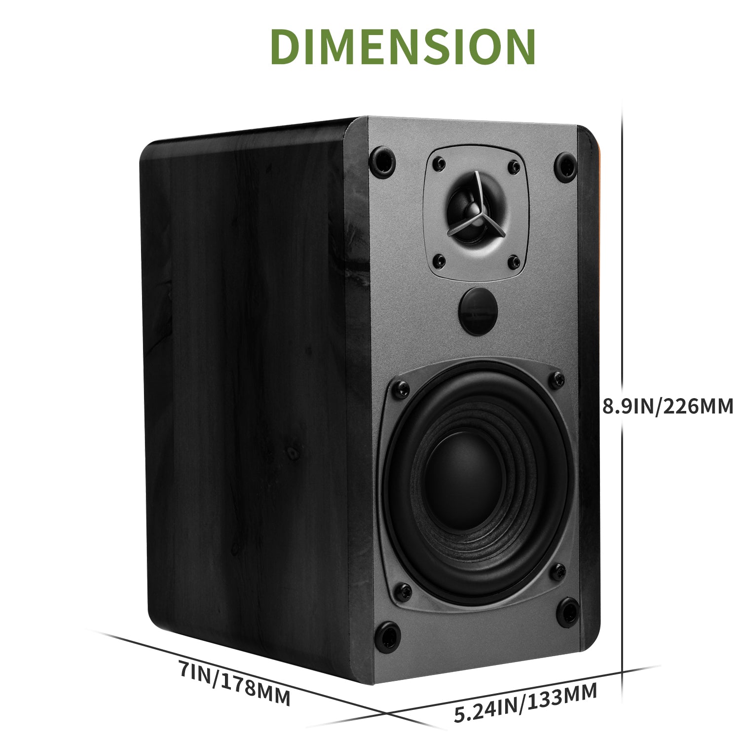 Singing Wood BT27 Powered Bluetooth Bookshelf Speaker - Black