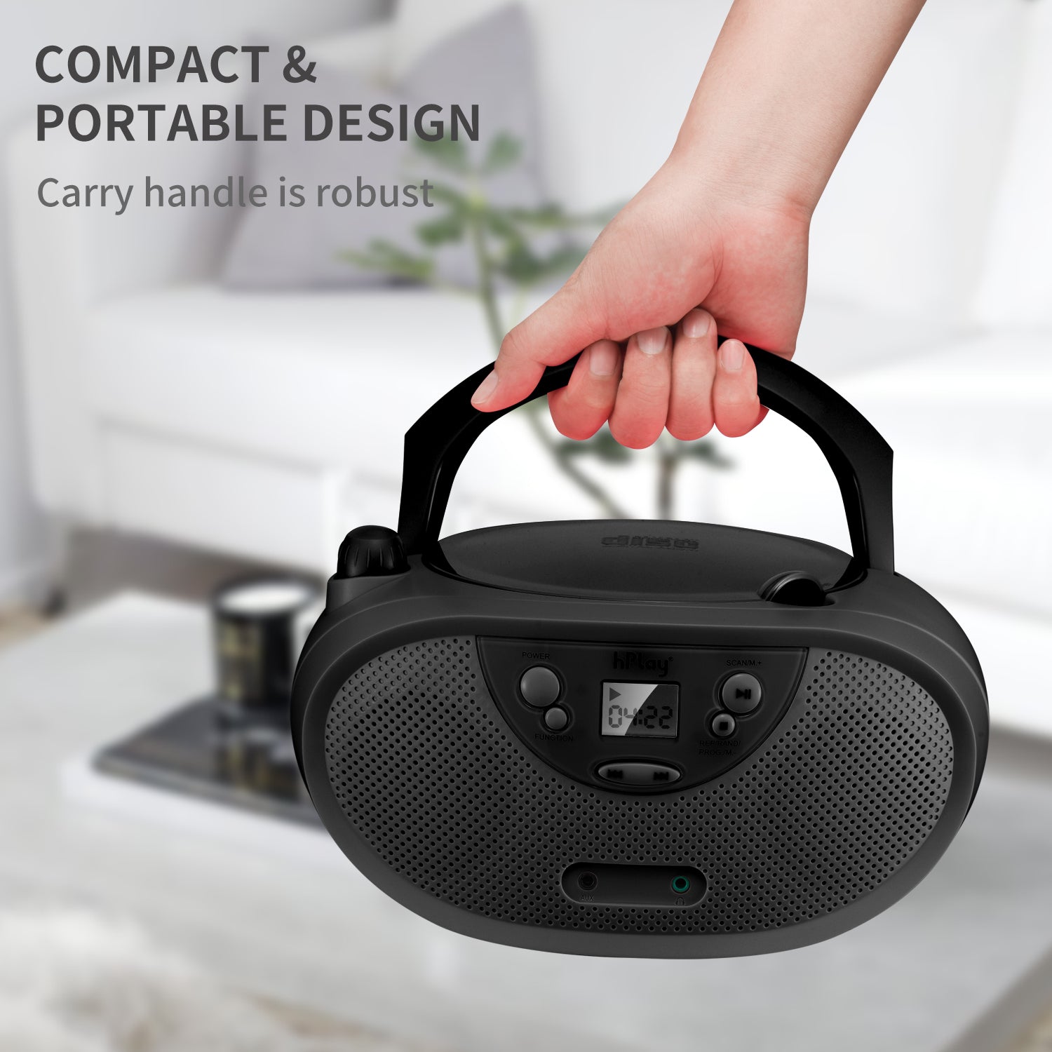 hPlay GC04 Portable CD/CD-R/CD-RW Boombox with AM FM Radio