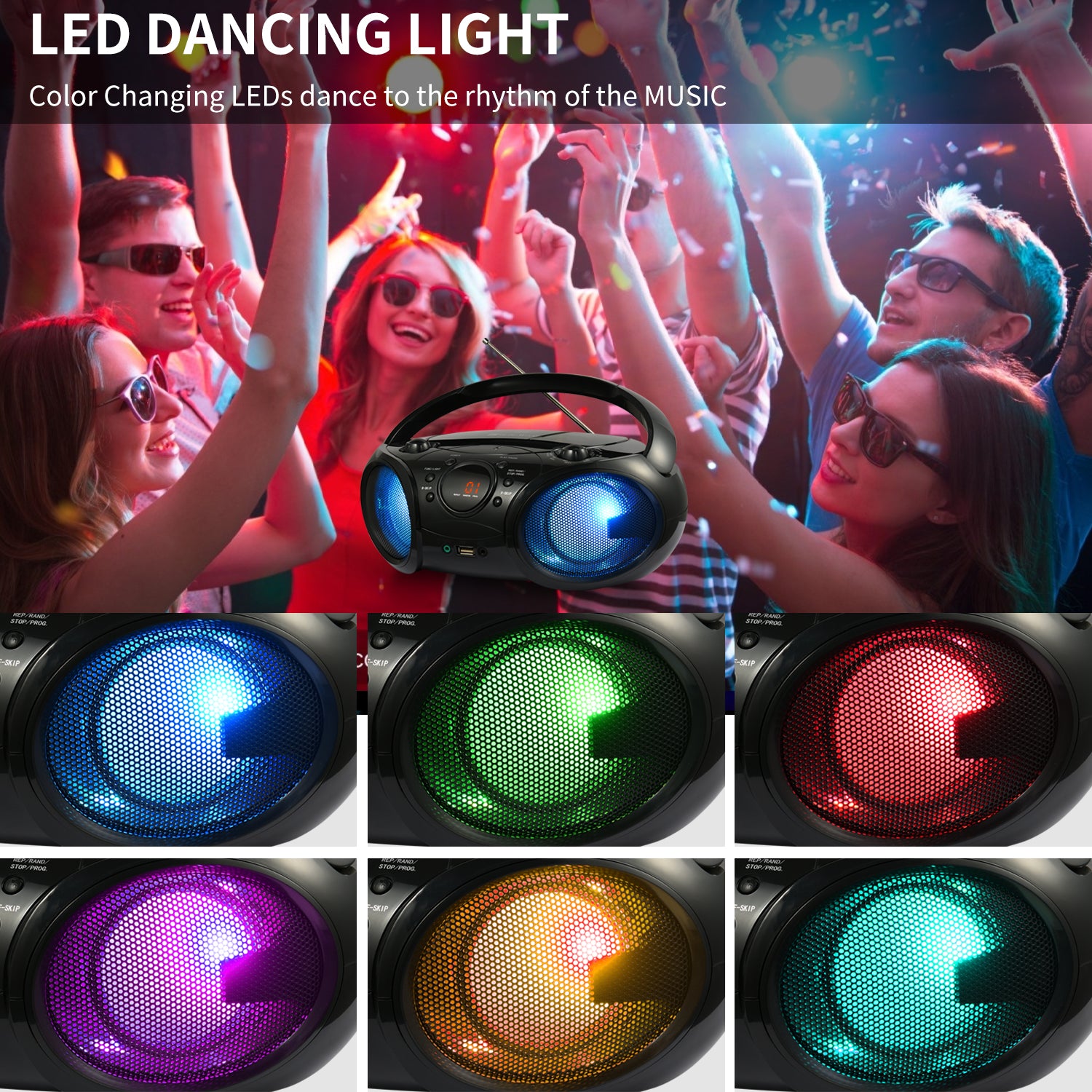 SBX030BTL Boombox w/ LED Light (Phantom Black)