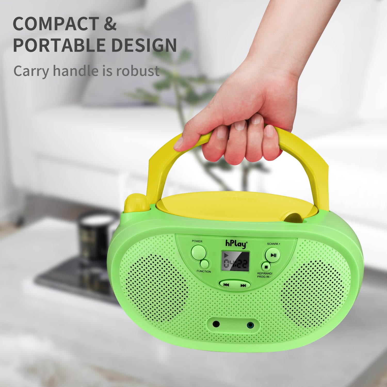 hPlay GC04 Portable CD/CD-R/CD-RW Boombox with AM FM Radio