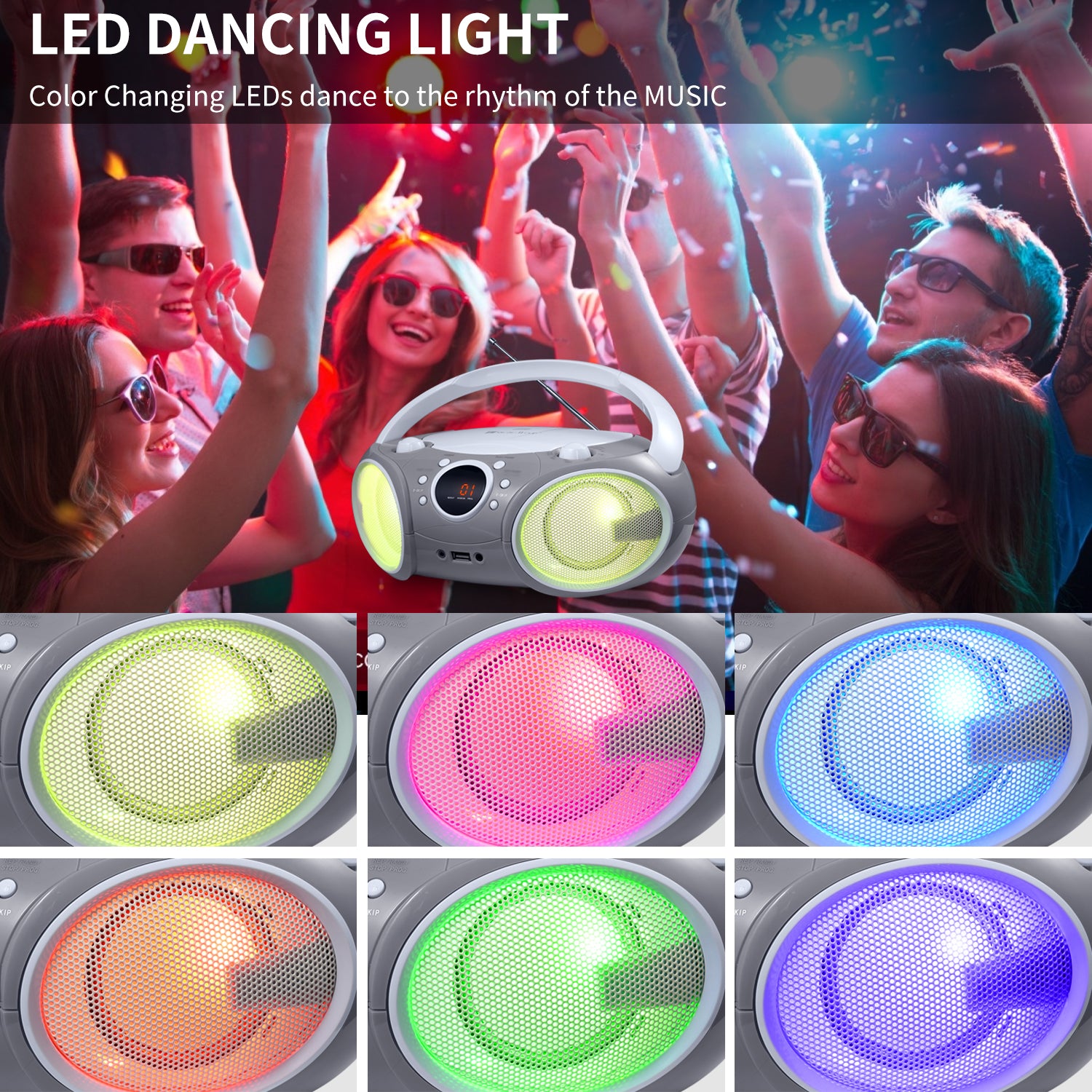 SBX030BTL Boombox w/ LED Light (Space Gray)