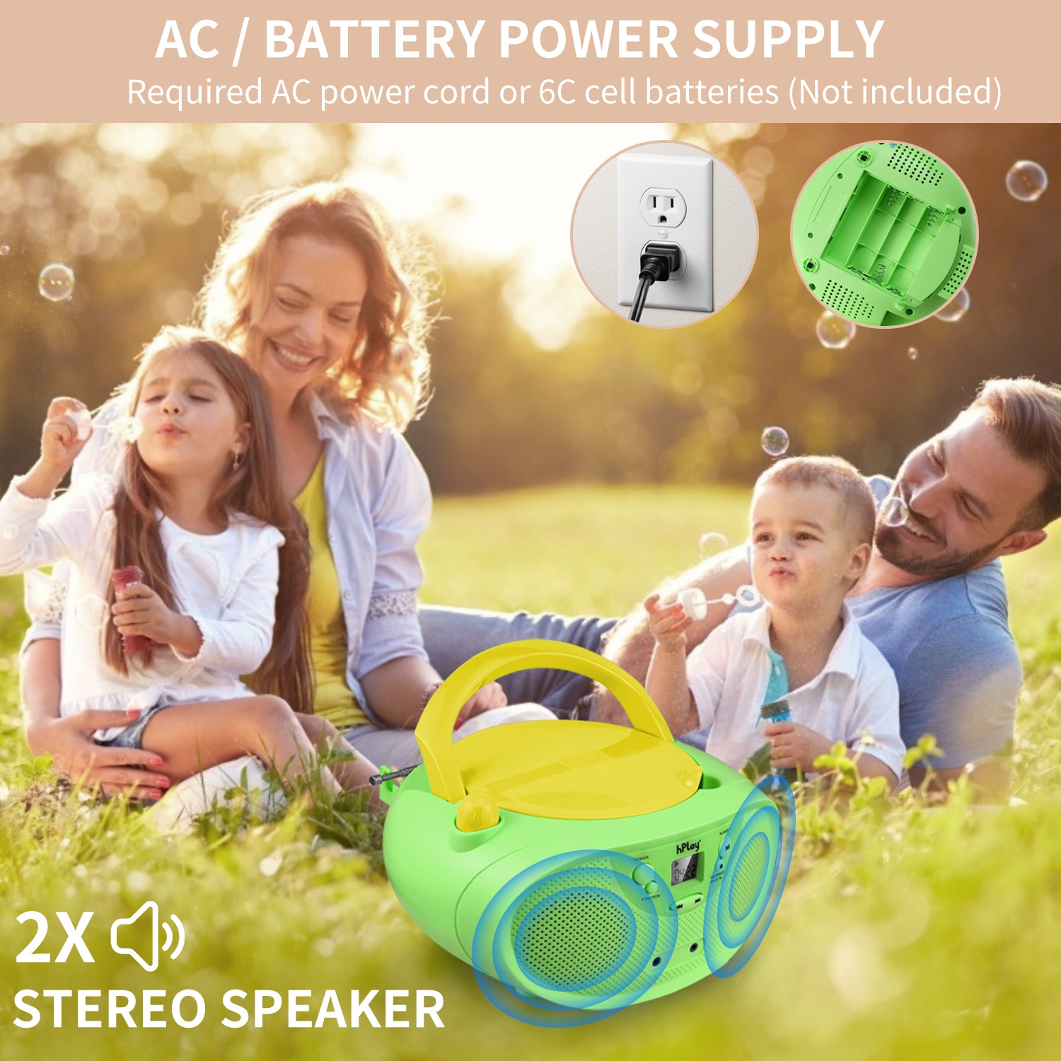 hPlay GC04 Portable CD/CD-R/CD-RW Boombox with AM FM Radio