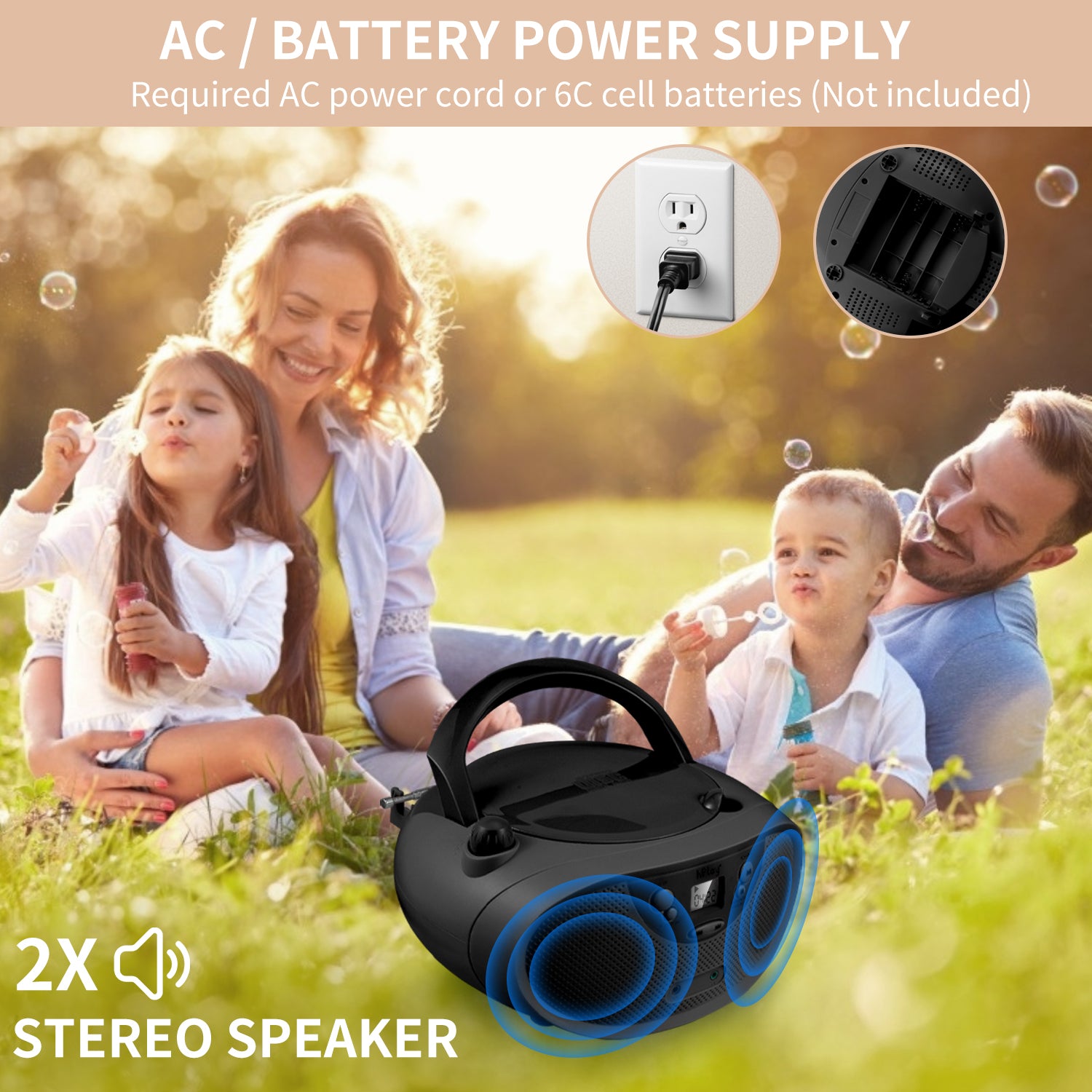 hPlay GC04 Portable CD/CD-R/CD-RW Boombox with AM FM Radio