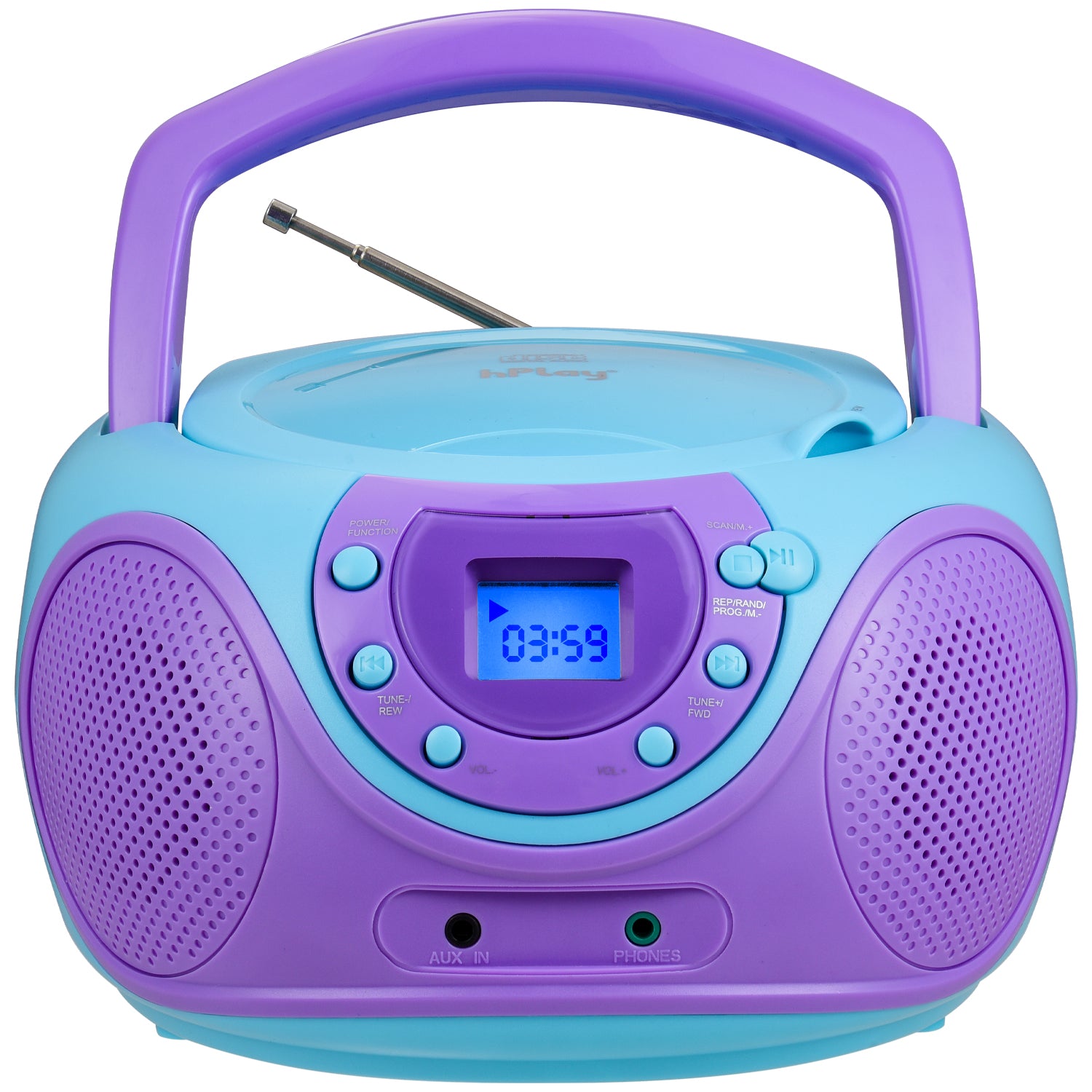hPlay P16 Portable CD Player Boombox AM FM Digital Tuning Radio (Violet)