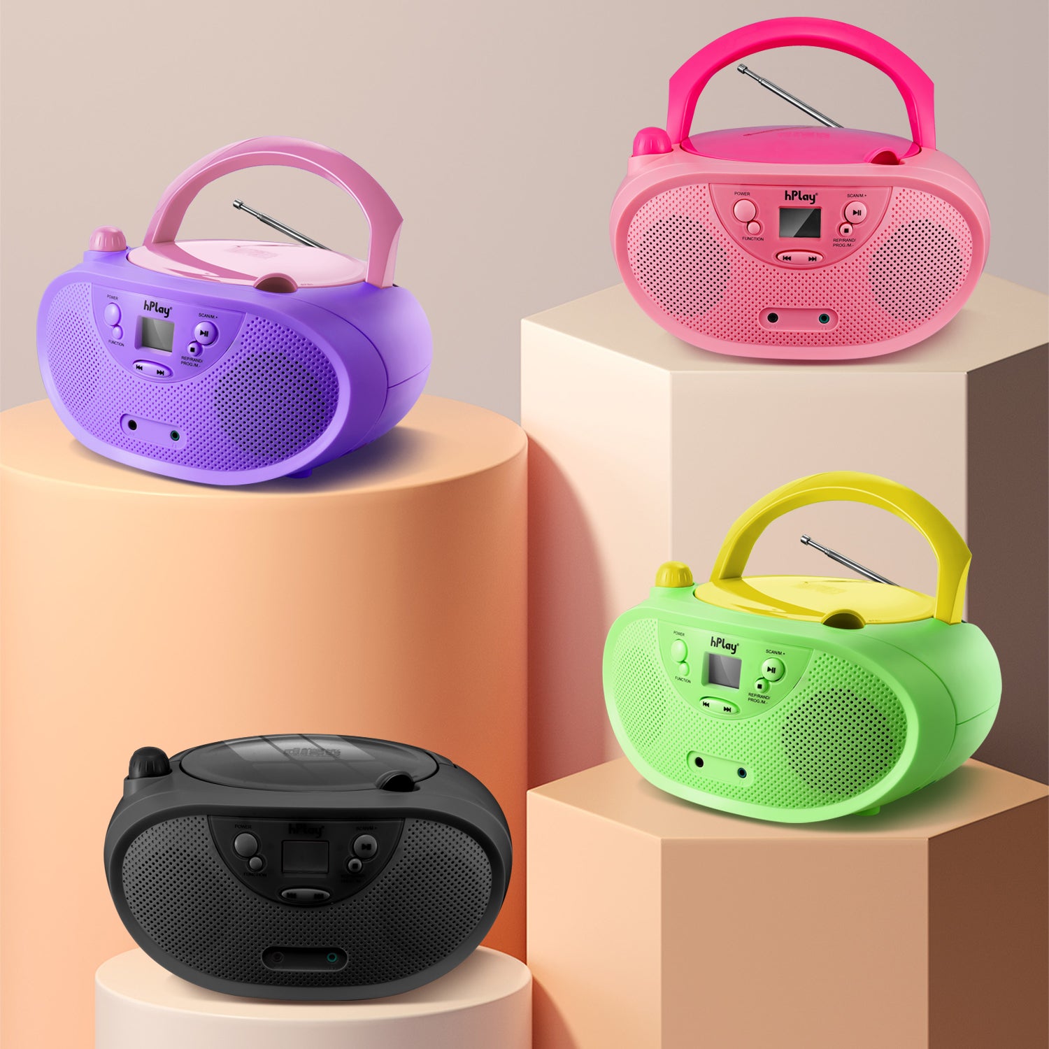 hPlay GC04 Portable CD/CD-R/CD-RW Boombox with AM FM Radio