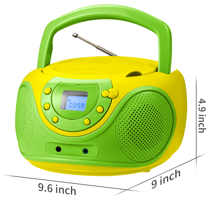 hPlay P16 Portable CD Player Boombox AM FM Digital Tuning Radio (Lime)