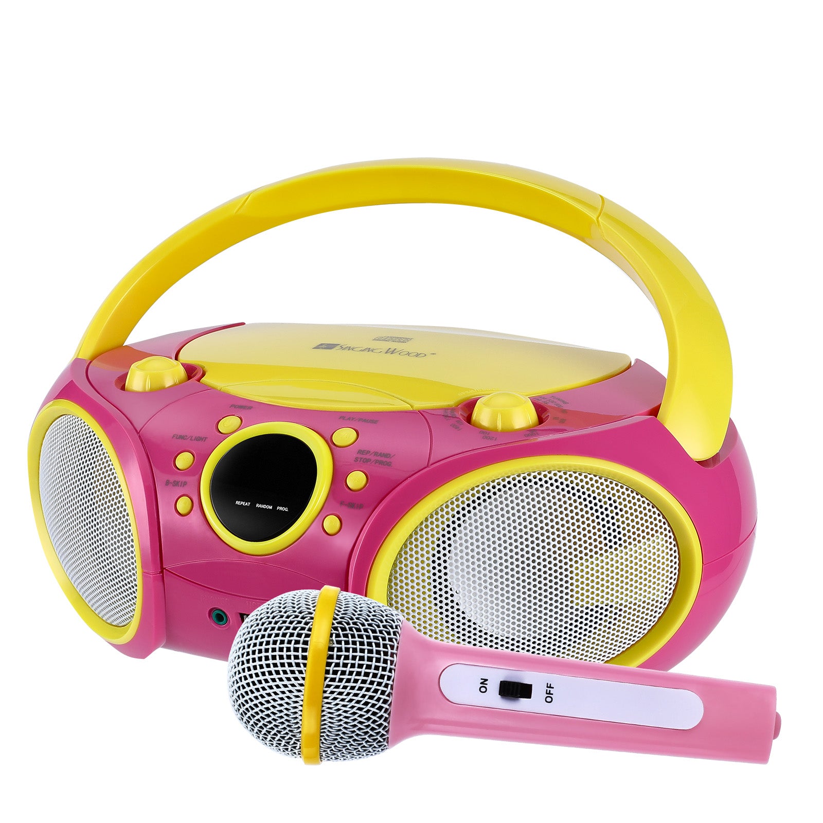 SingingWood NP030AB Portable Karaoke System, Portable CD Player Boombox - Pink