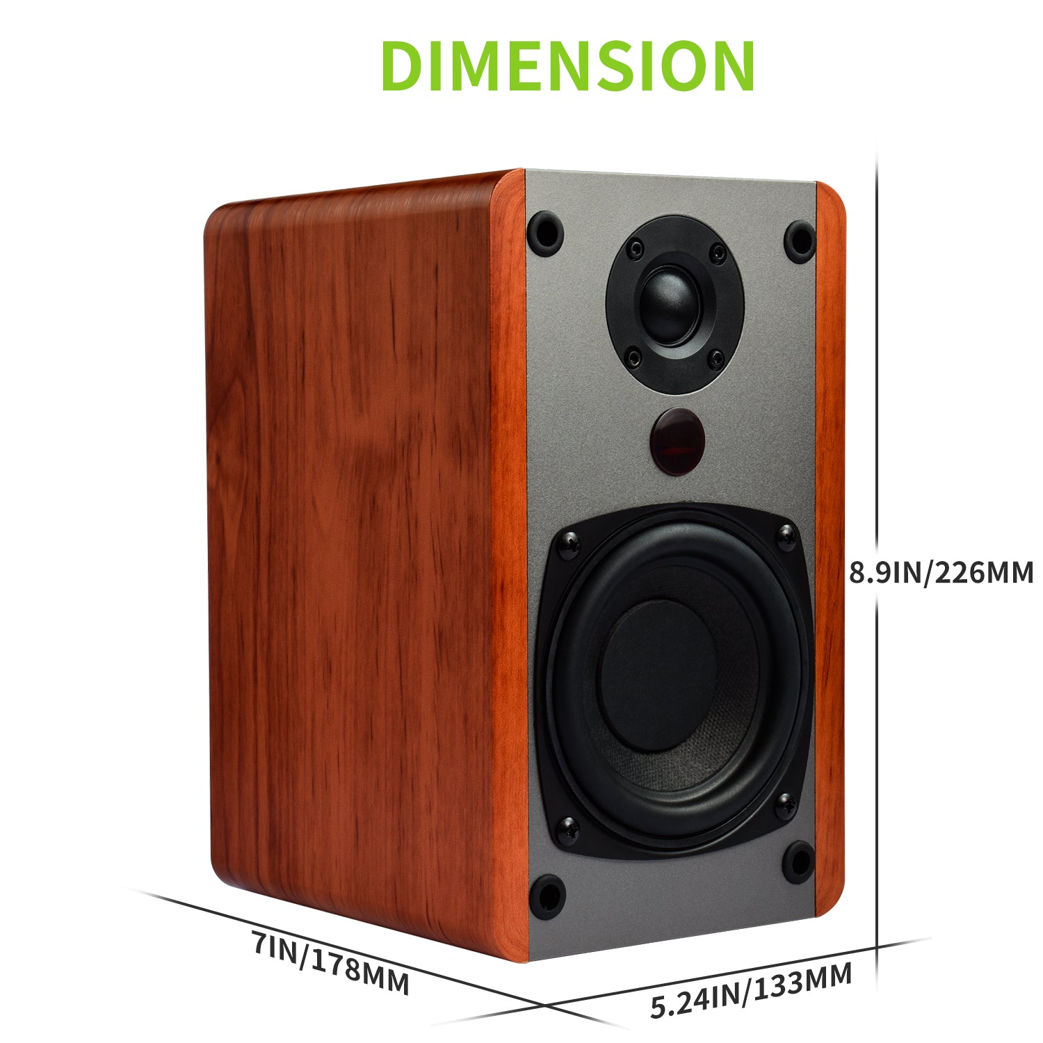 Singing Wood BT25 Active Bluetooth Bookshelf Speaker 80W - Cherry Wood
