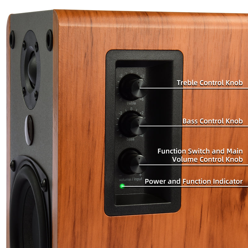 Singing Wood BT25 Active Bluetooth Bookshelf Speaker 80W- Beech Wood