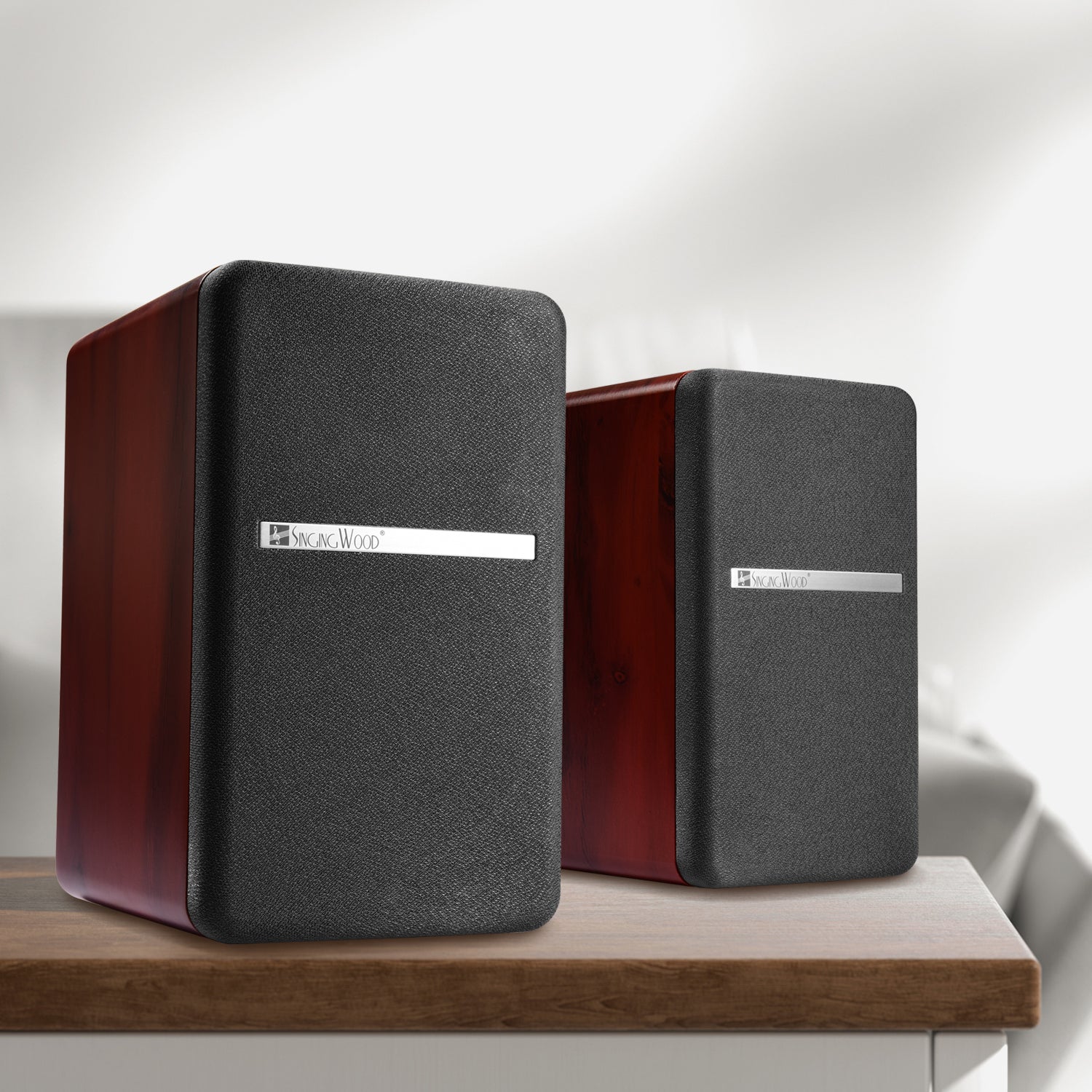 Singing Wood BT27 Powered Bluetooth Bookshelf Speaker - Walnut