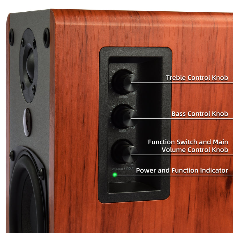 Singing Wood BT25 Active Bluetooth Bookshelf Speaker 80W - Cherry Wood