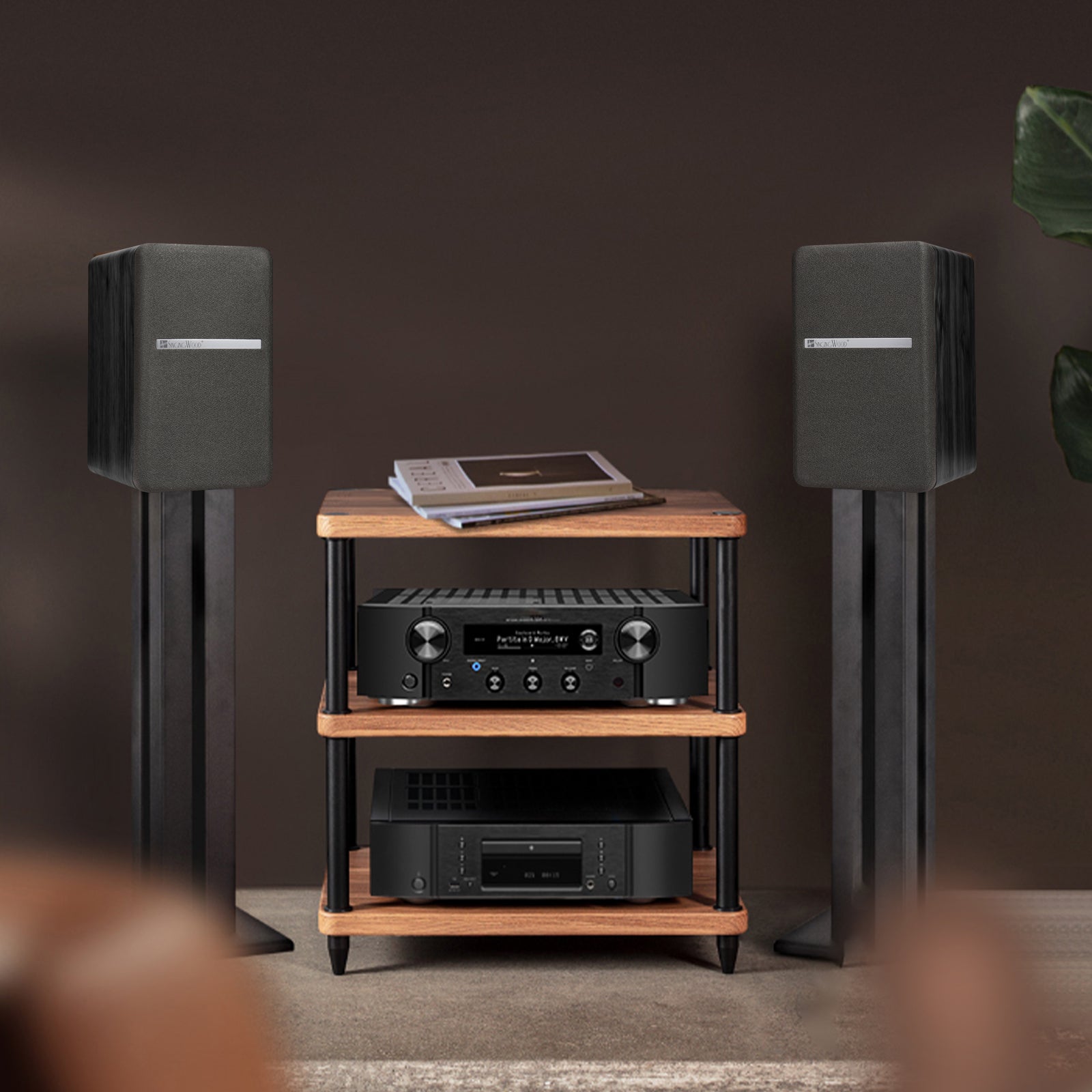 SINGING WOOD T25 Passive 2 Way Bookshelf Speakers - Black