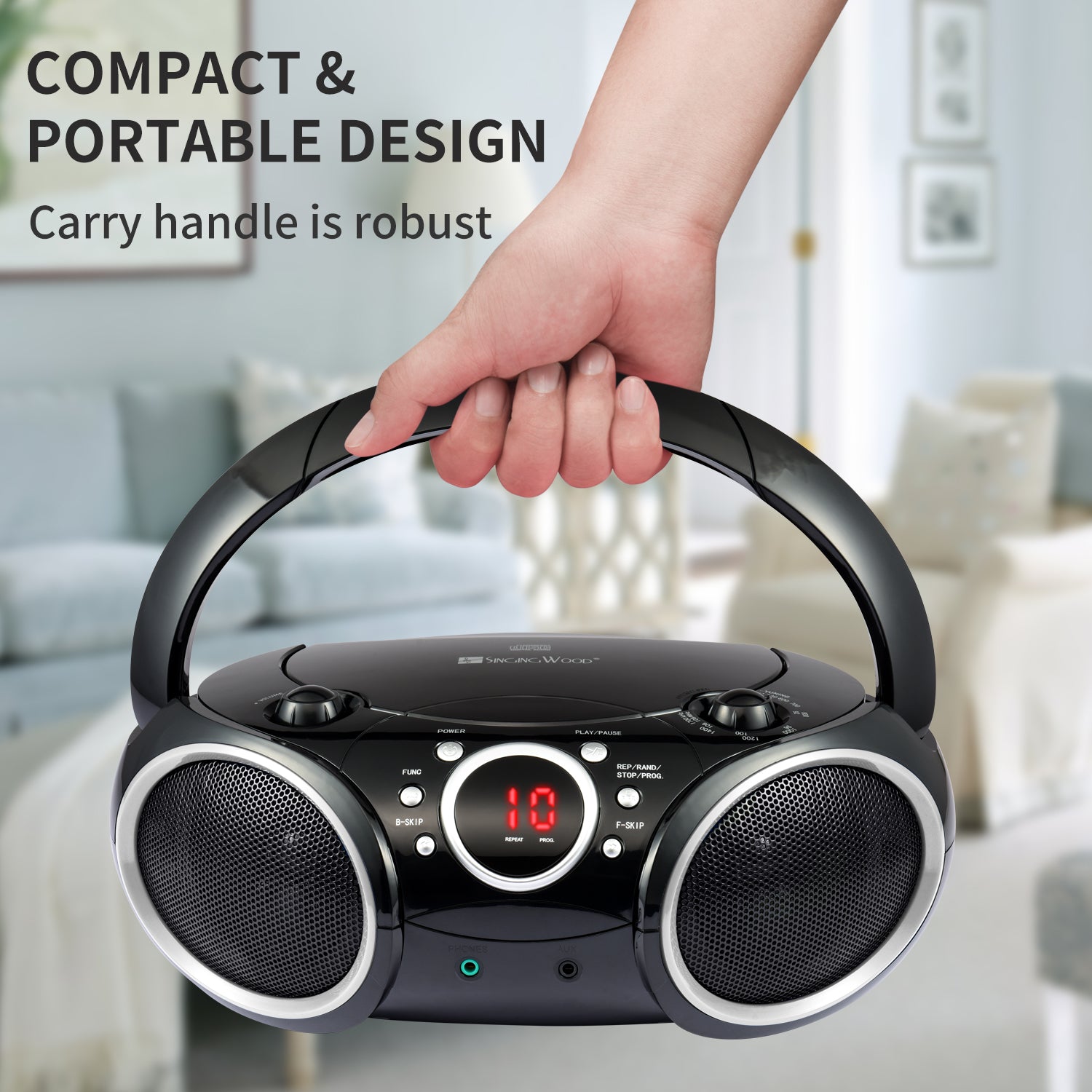 SBX030C Portable CD Player Boombox  (Grey Rims)