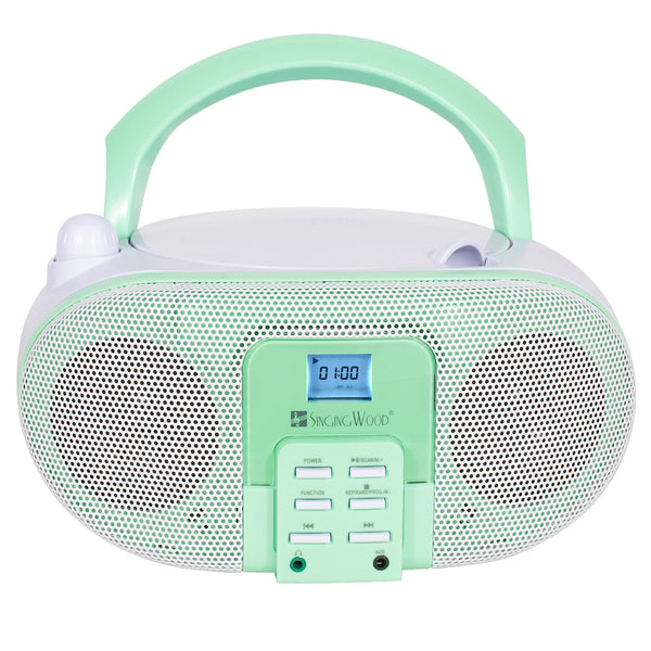 SINGING WOOD Reproductor de CD portátil 030C con radio estéreo AM FM, línea  auxiliar, conector para auriculares, CA compatible o funciona con batería