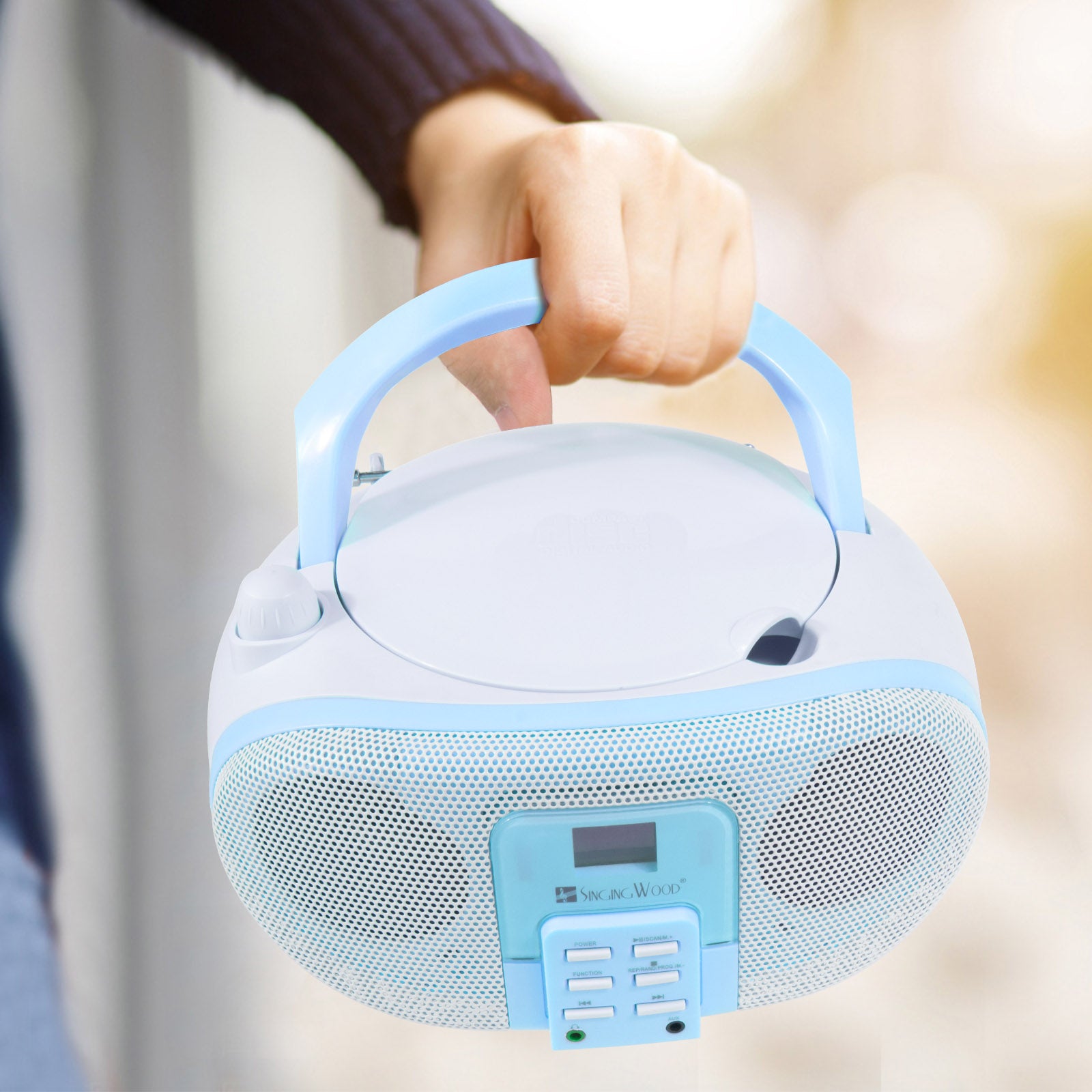 SingingWood GC01 Macarons Series Portable CD Player Boombox - Blueberry