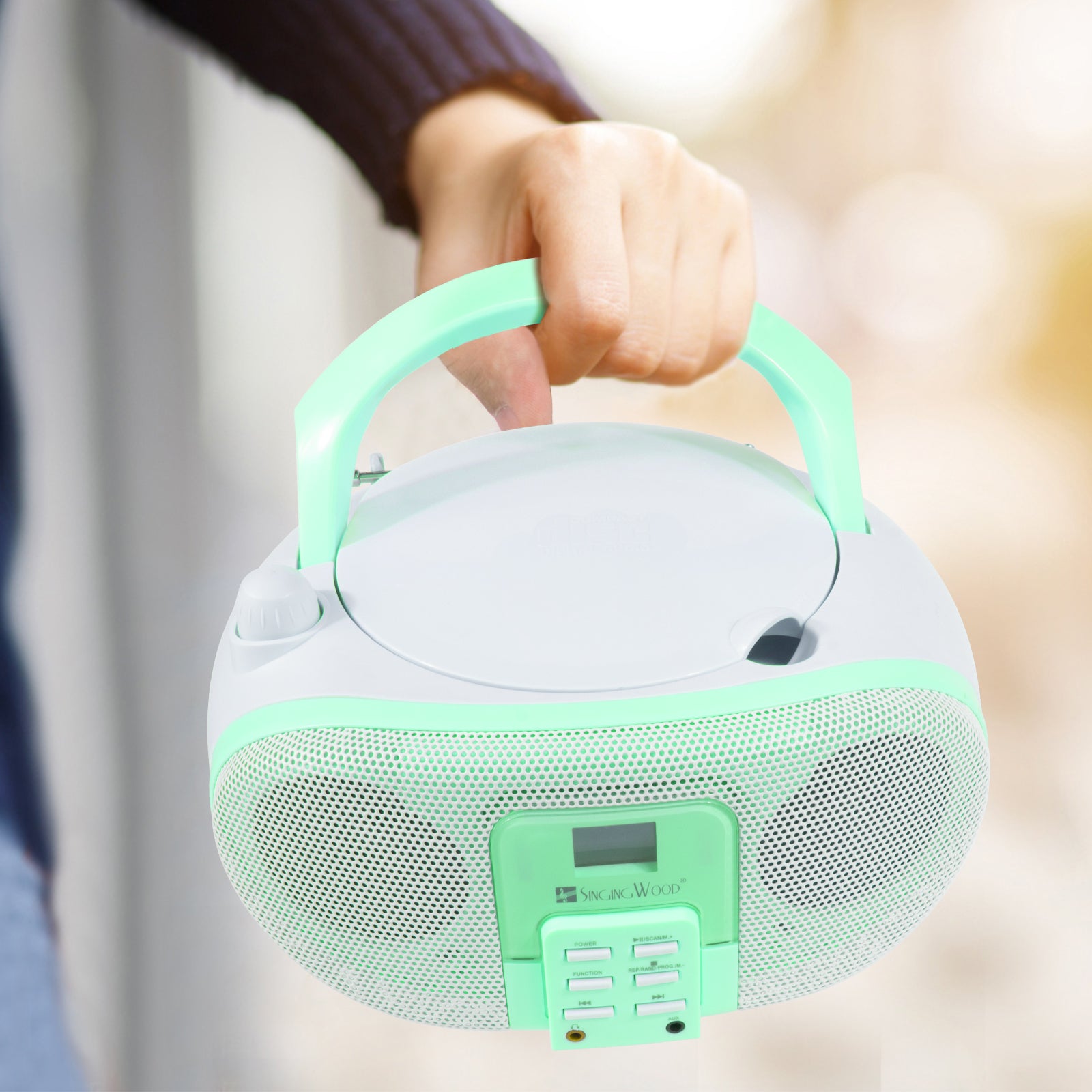 SingingWood GC01 Macarons Series Portable CD Player Boombox - Pistachio