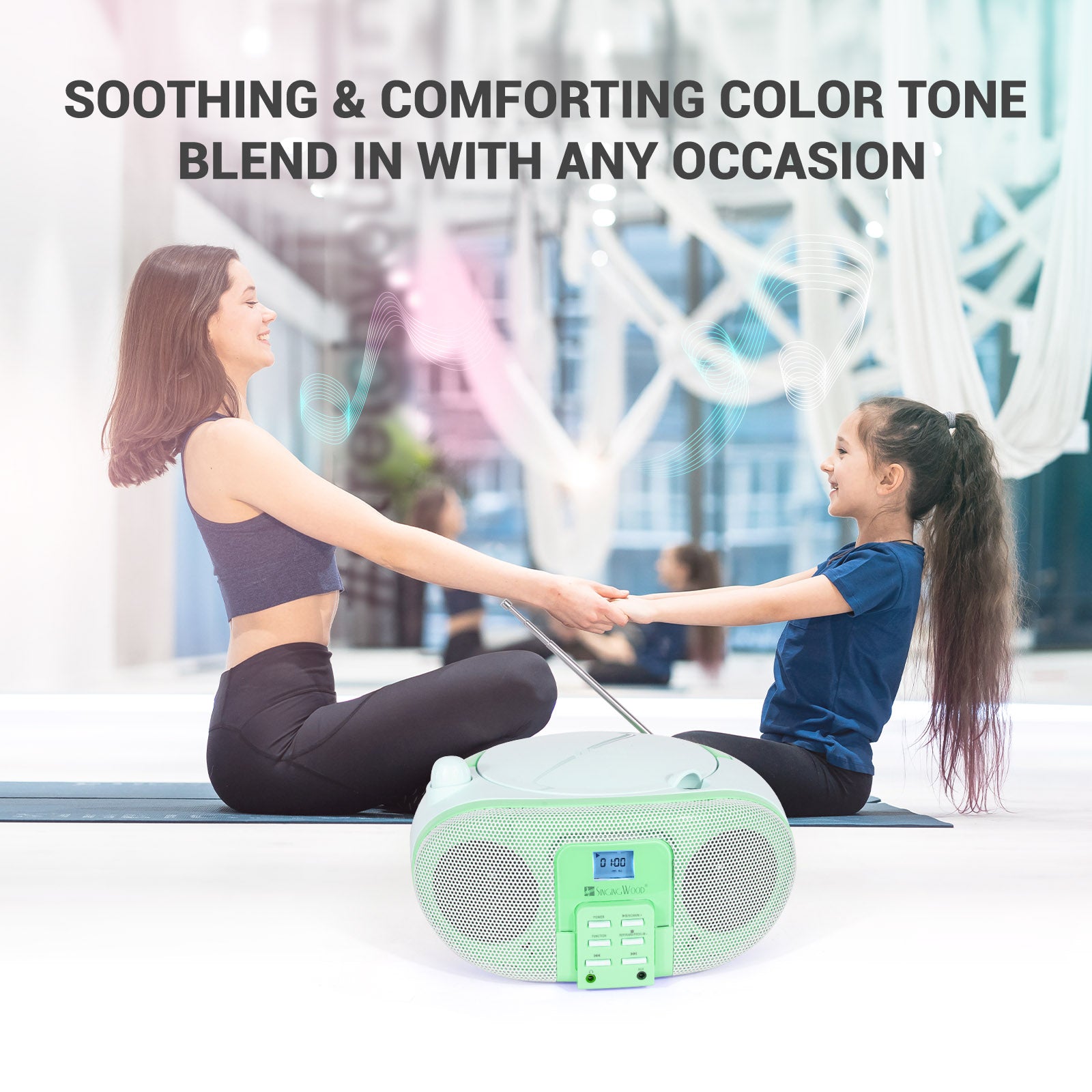 SingingWood GC01 Macarons Series Portable CD Player Boombox - Pistachio