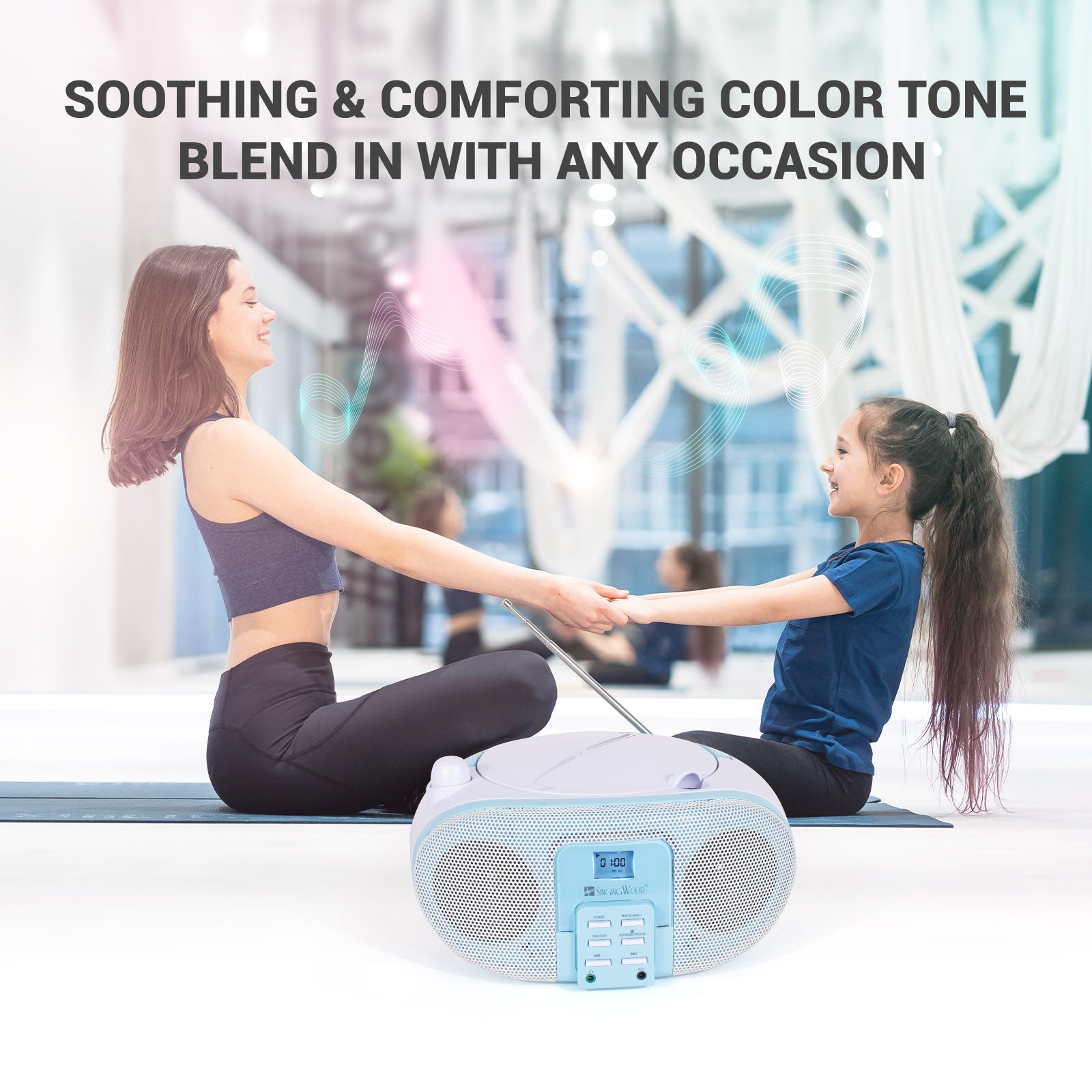 SingingWood GC01 Macarons Series Portable CD Player Boombox - Blueberry