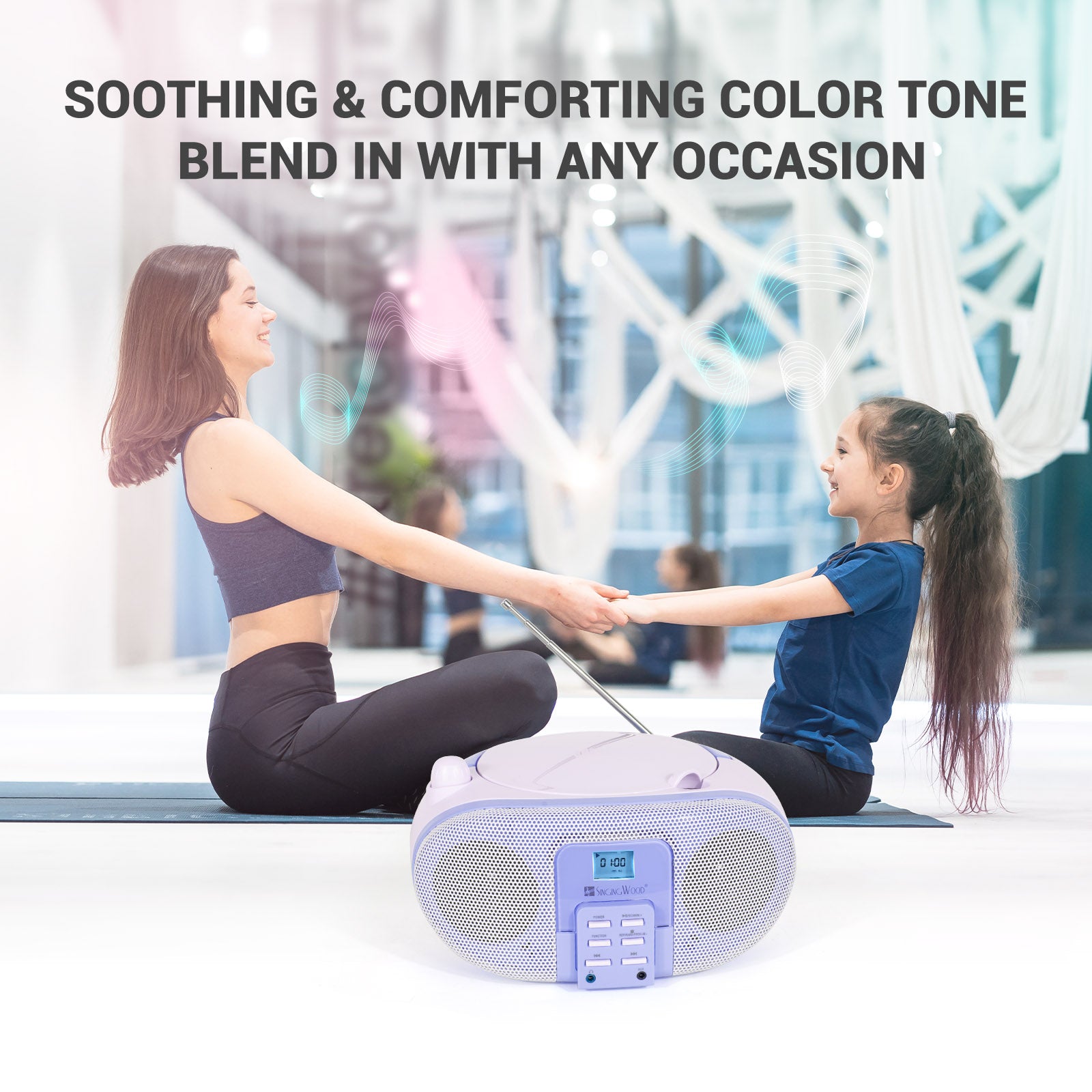 SingingWood GC01 Macarons Series Portable CD Player Boombox - Lavender