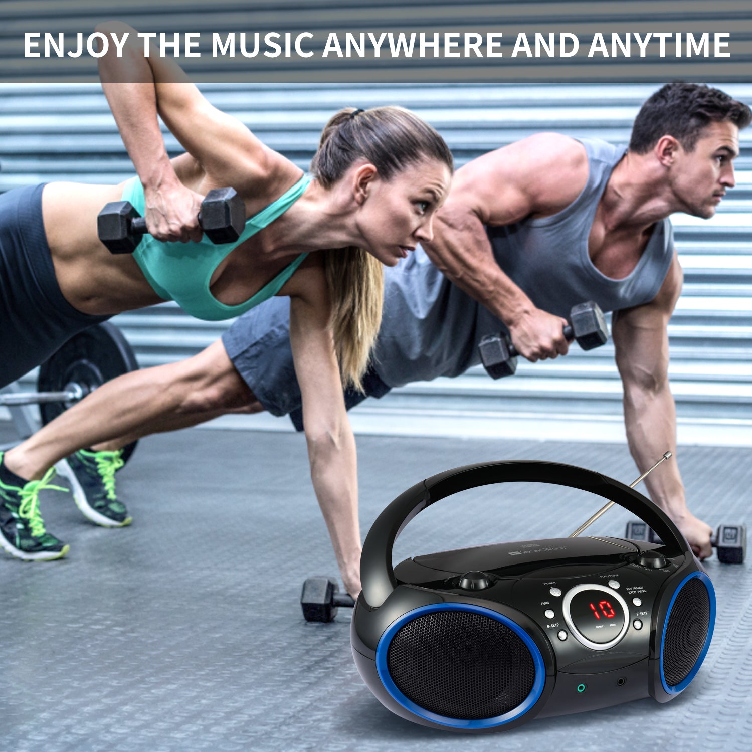SBX030C Portable CD Player Boombox  (Blue Rims)
