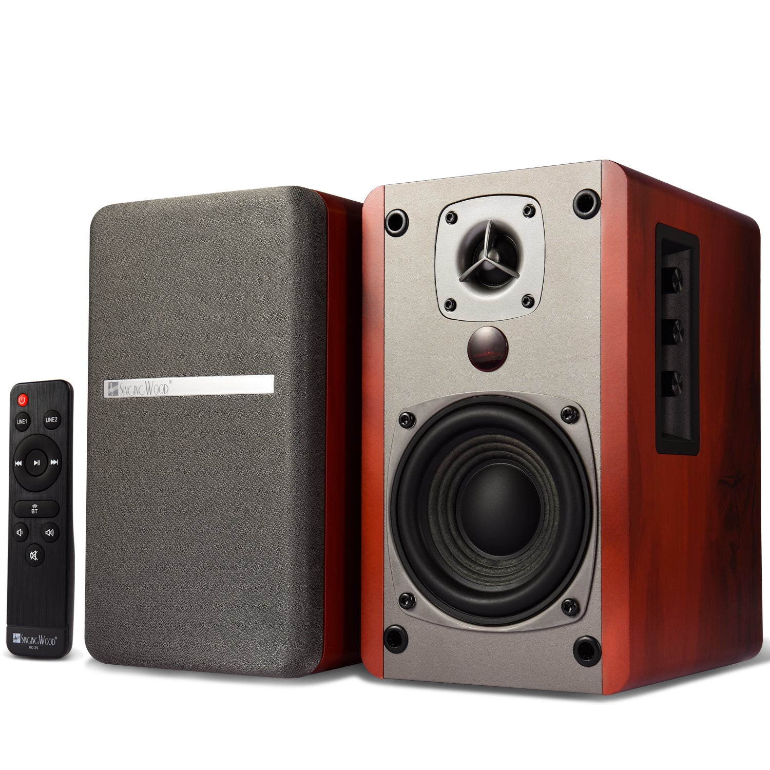 Singing Wood BT27 Powered Bluetooth Bookshelf Speaker - Walnut