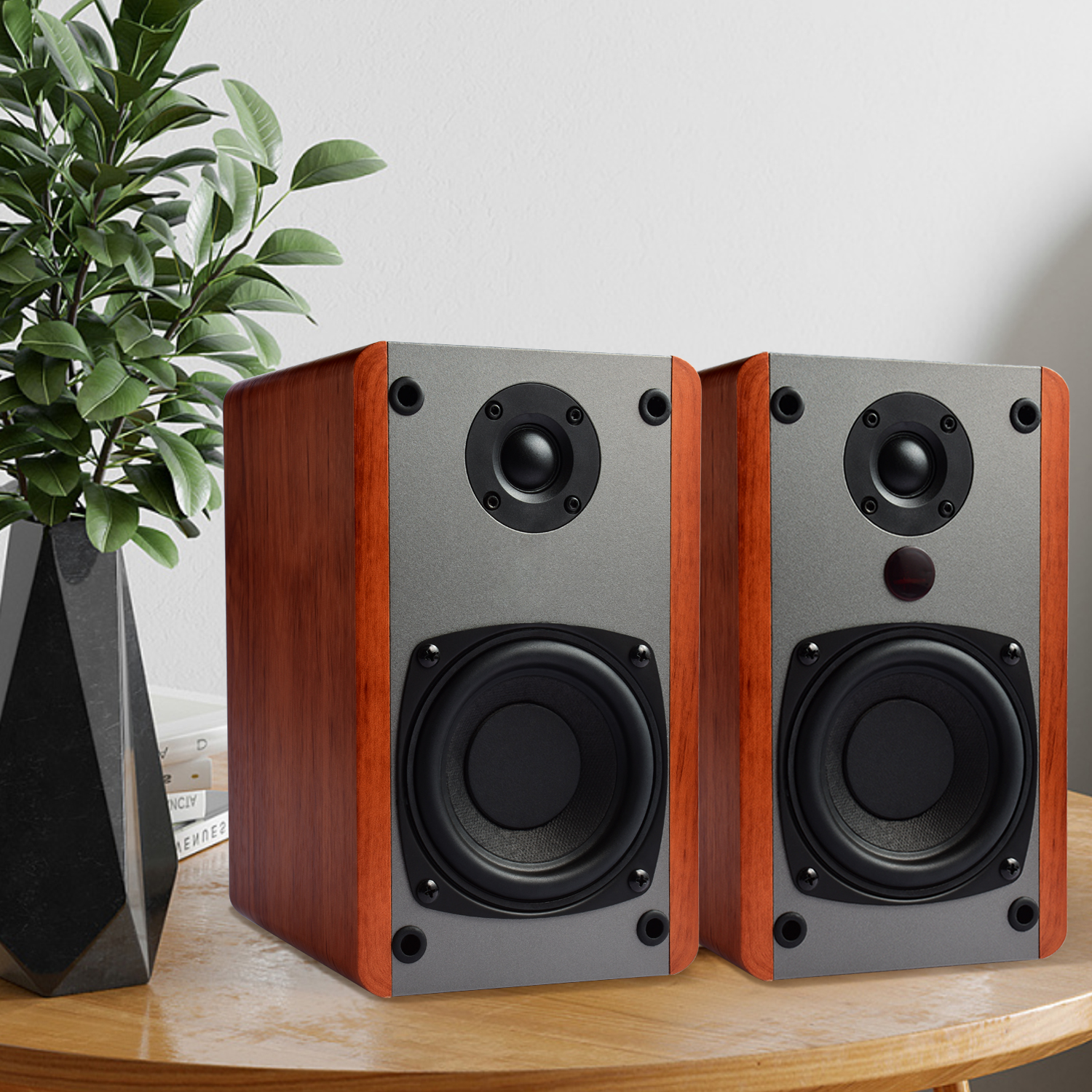 Singing Wood BT25 Active Bluetooth Bookshelf Speaker 80W - Cherry Wood