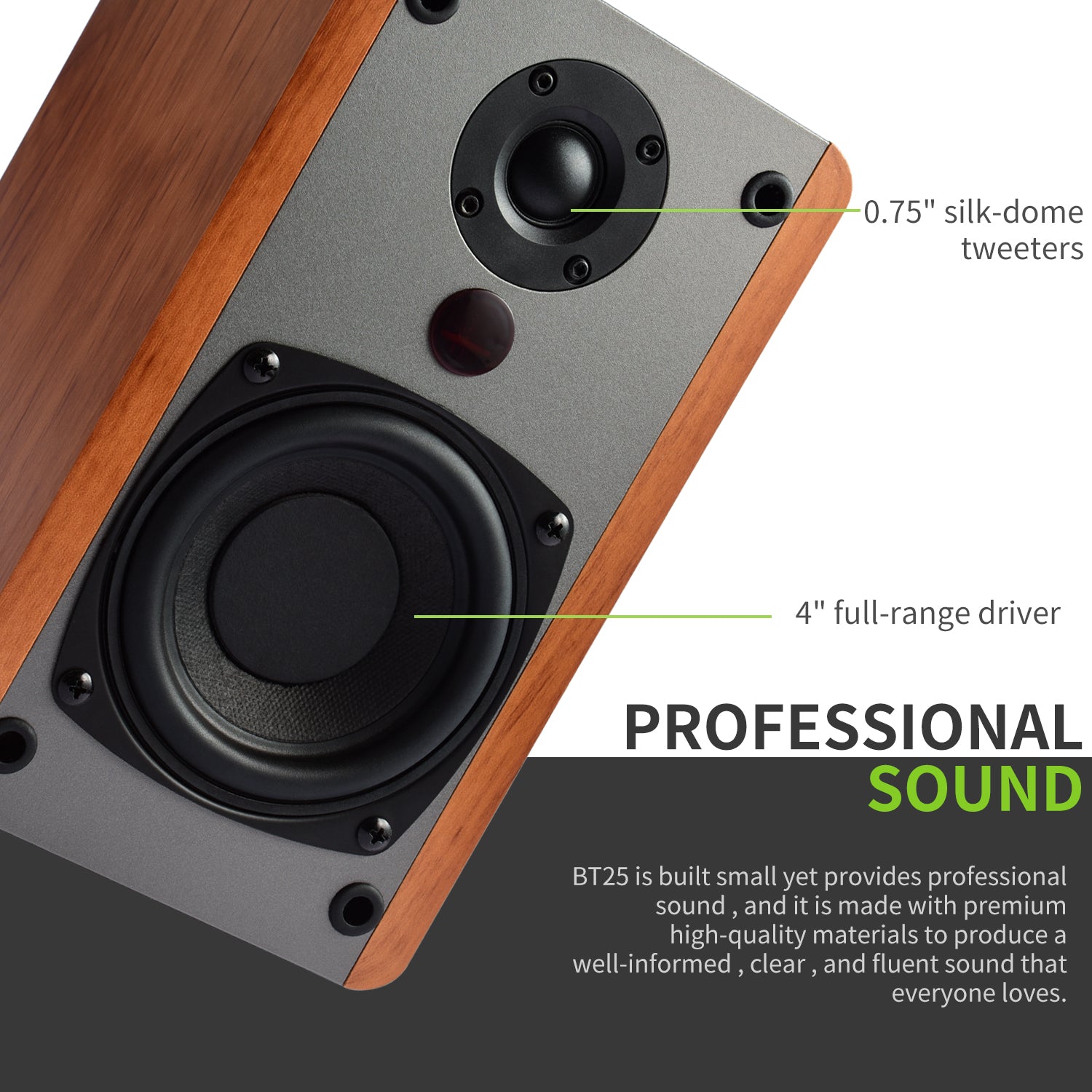 Singing Wood BT25 Active Bluetooth Bookshelf Speaker 80W- Beech Wood
