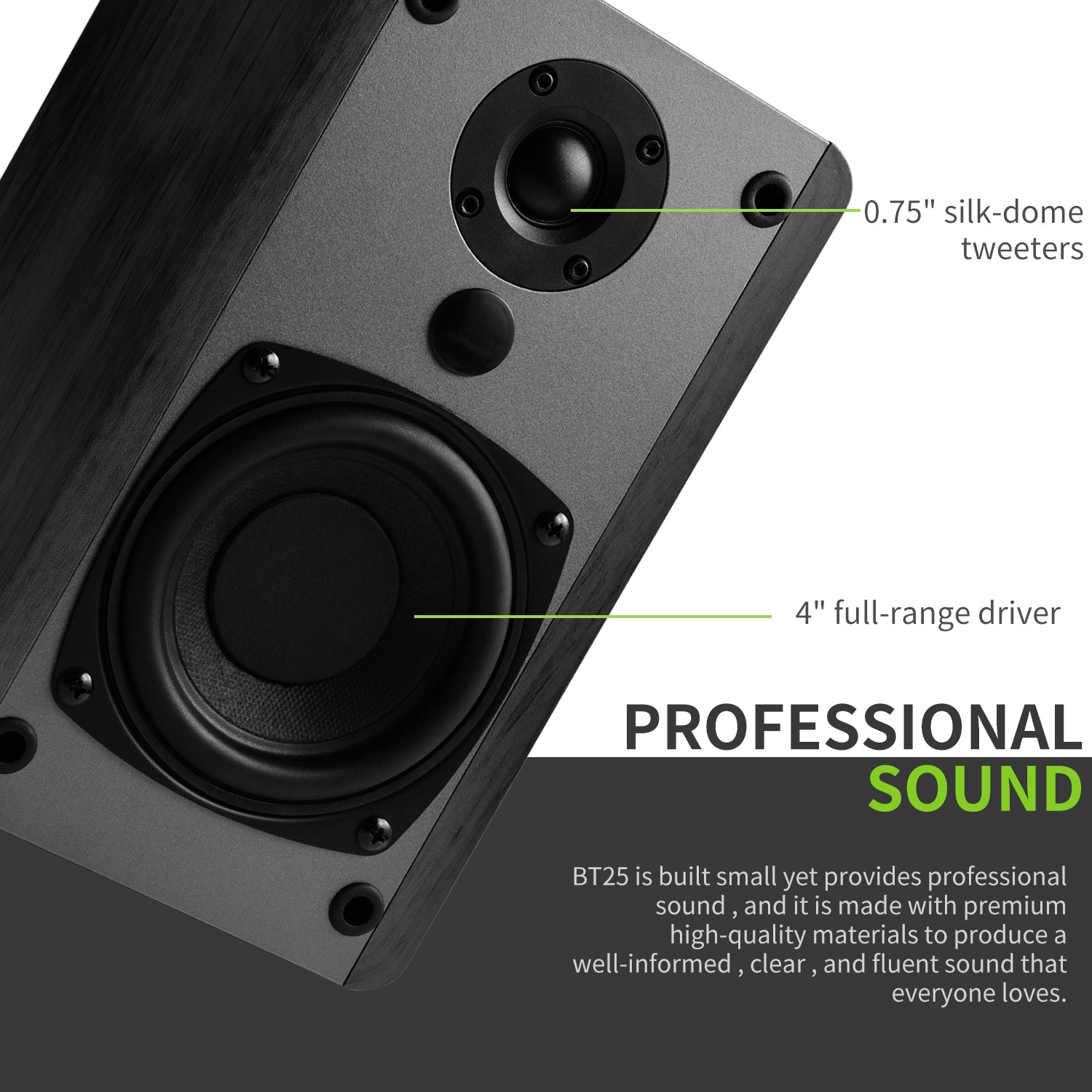 Singing Wood BT25 Active Bluetooth Bookshelf Speaker 80W - Black