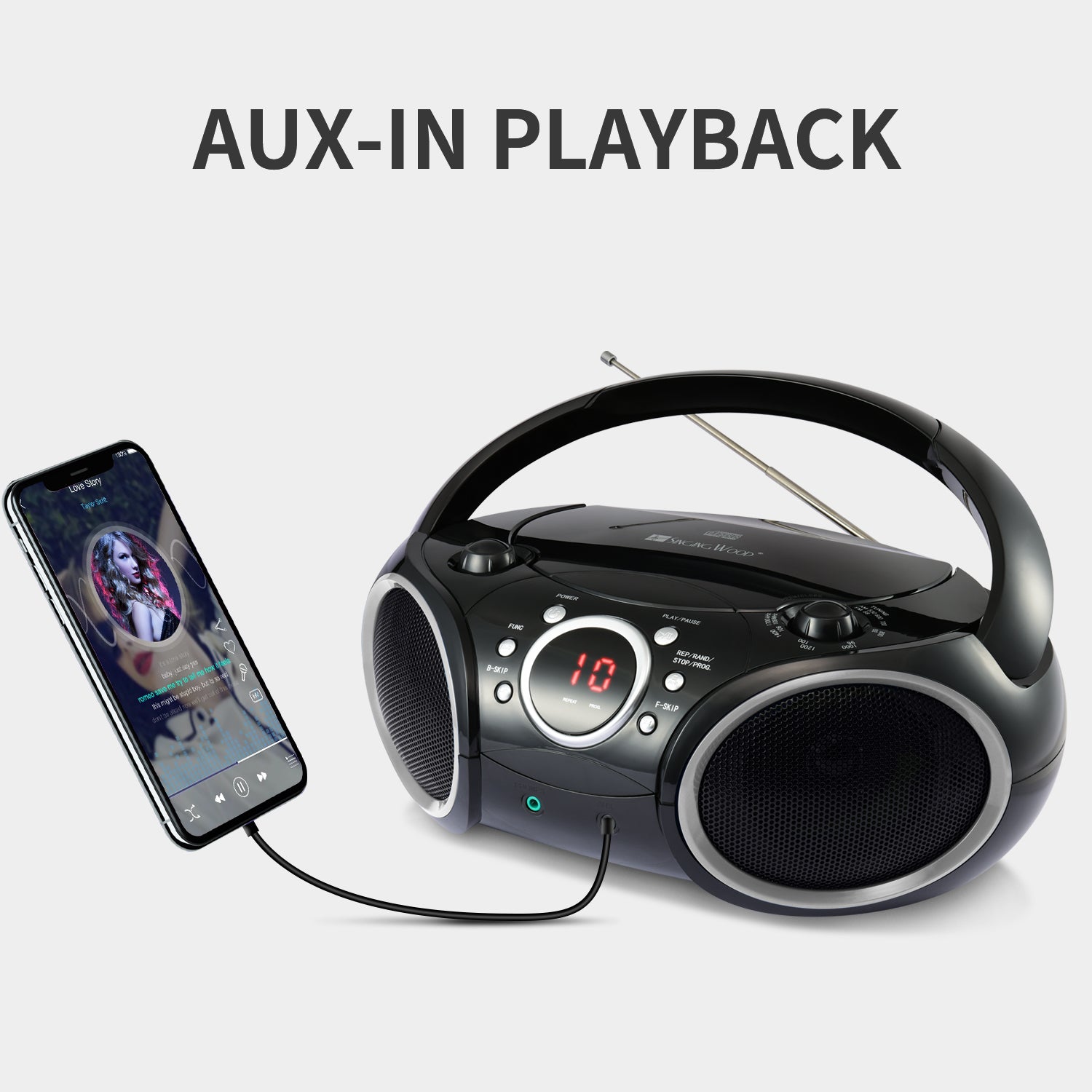SBX030C Portable CD Player Boombox  (Grey Rims)