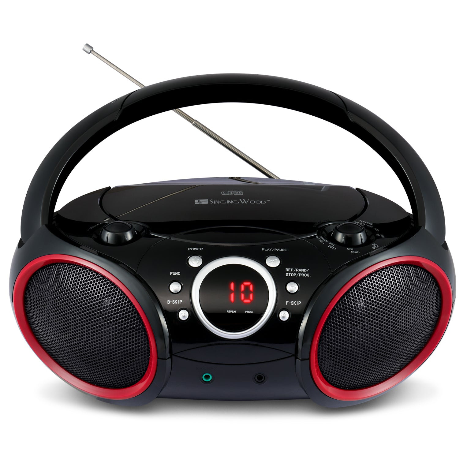SBX030C Portable CD Player Boombox  (Red Rims)