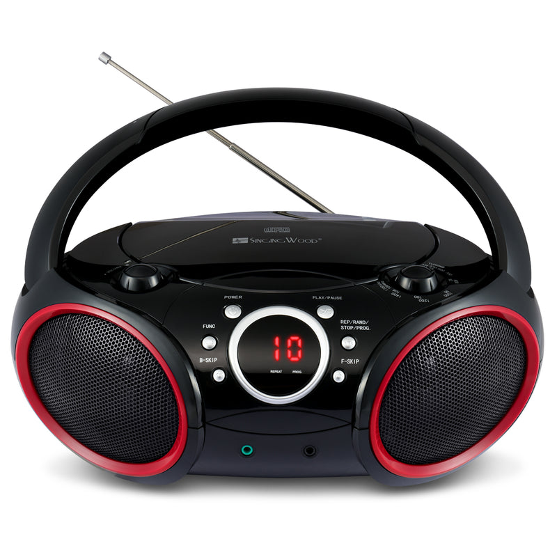 SBX030C Portable CD Player Boombox  (Red Rims)