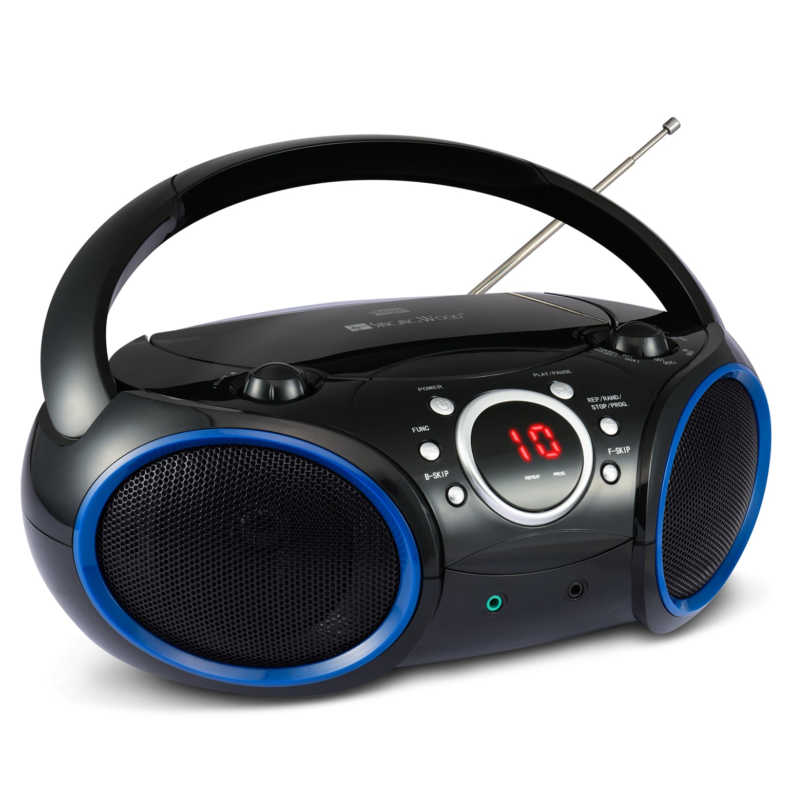 SBX030C Portable CD Player Boombox  (Blue Rims)