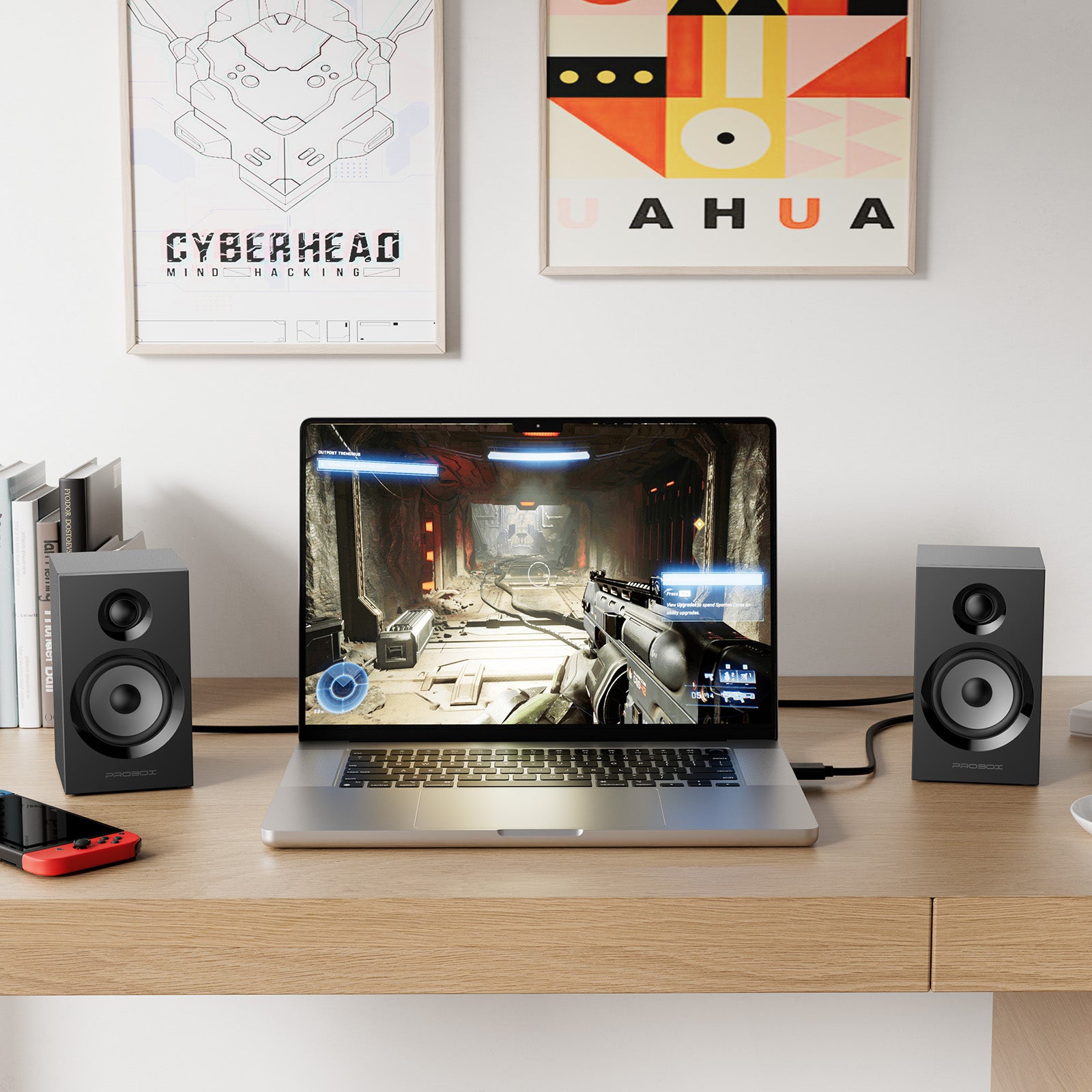 BT16 HiFi Bookshelf Speakers for Computer Gaming PC Speakers - Black