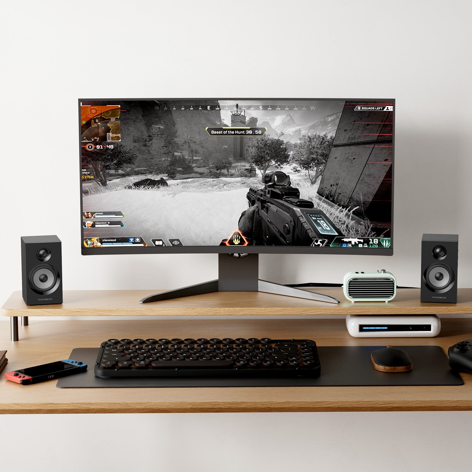 BT16 HiFi Bookshelf Speakers for Computer Gaming PC Speakers - Black