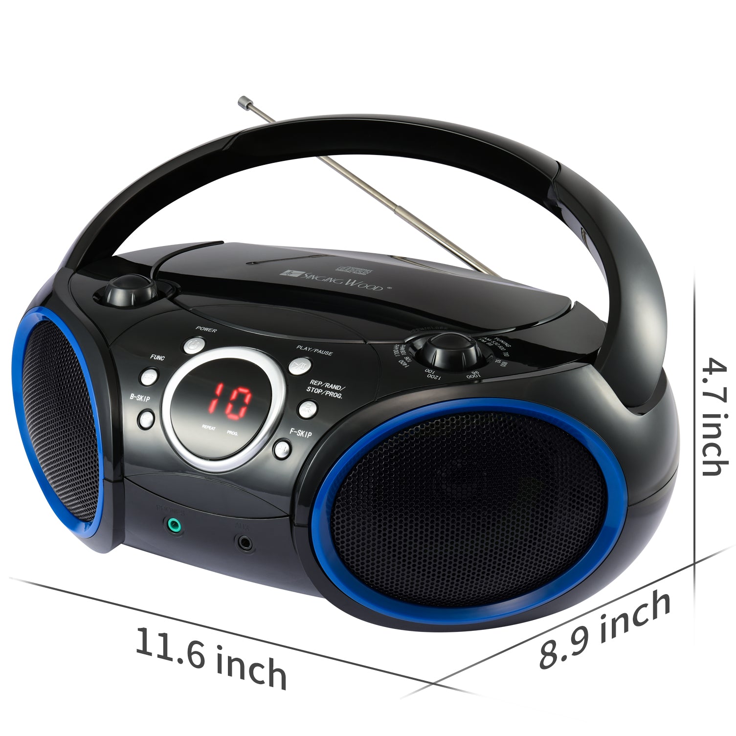 SBX030C Portable CD Player Boombox  (Blue Rims)