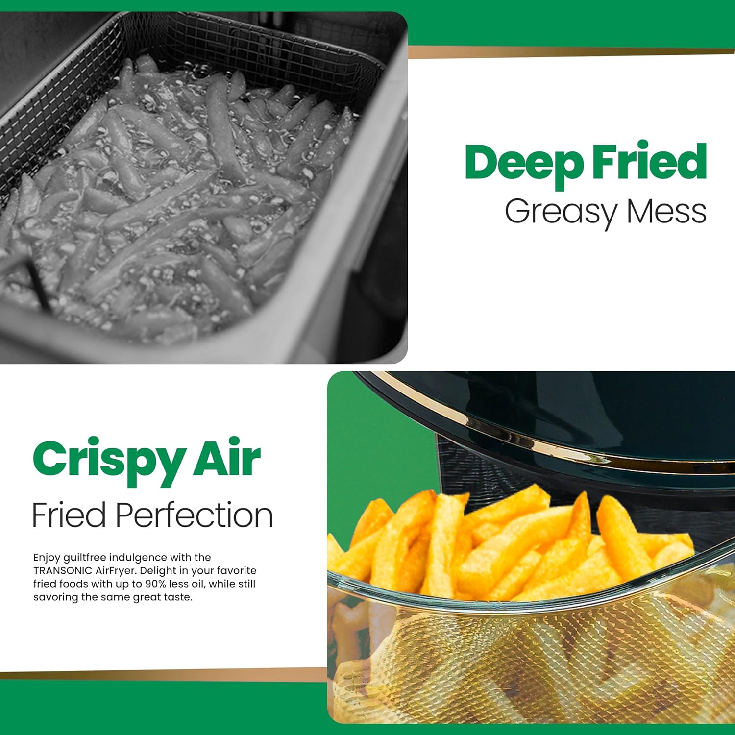 Transonic Glass Basket Air Fryer Oven, 3.5 Quart