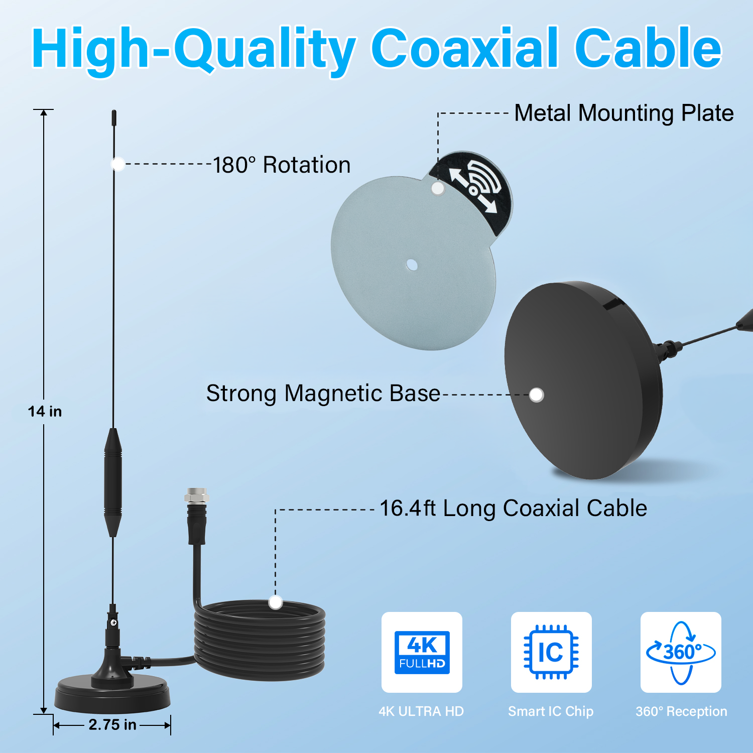 Digital TV Antenna for Smart TV - 200+ Mile