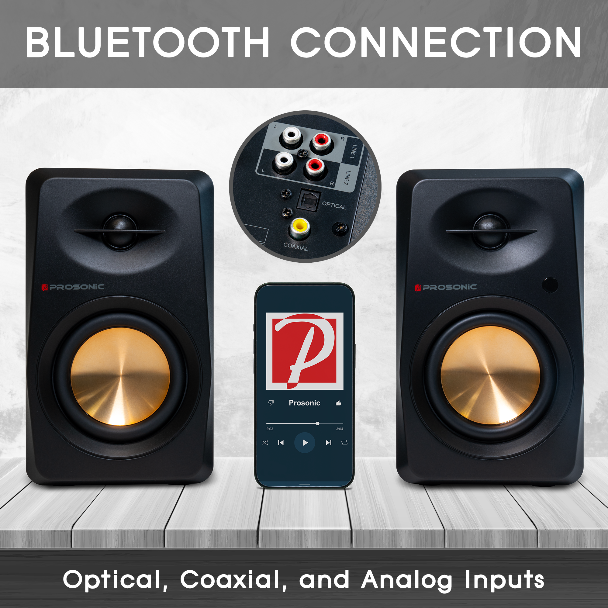Prosonic BT30 Active Bluetooth Bookshelf Speaker - Black