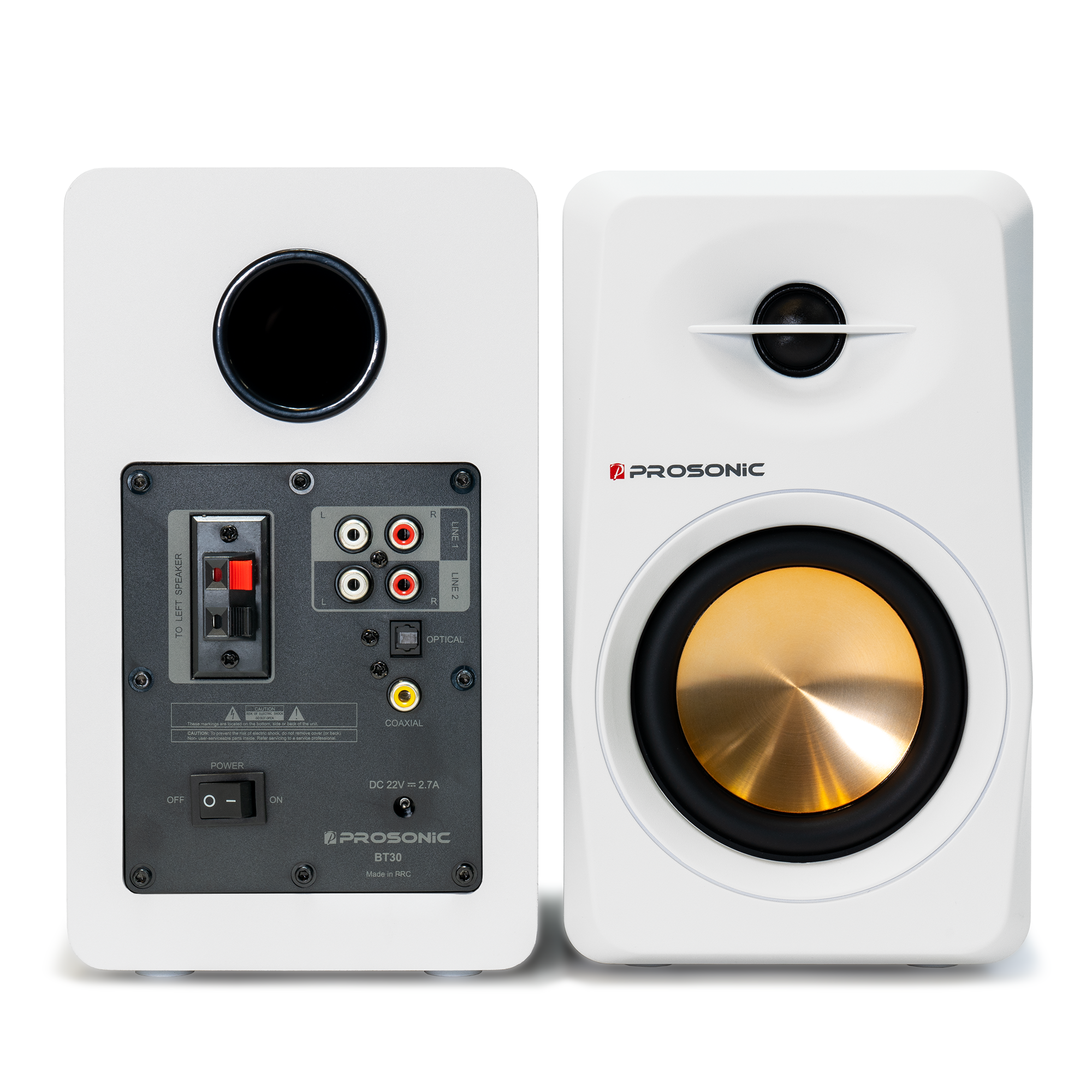 Prosonic BT30 Active Bluetooth Bookshelf Speaker - White