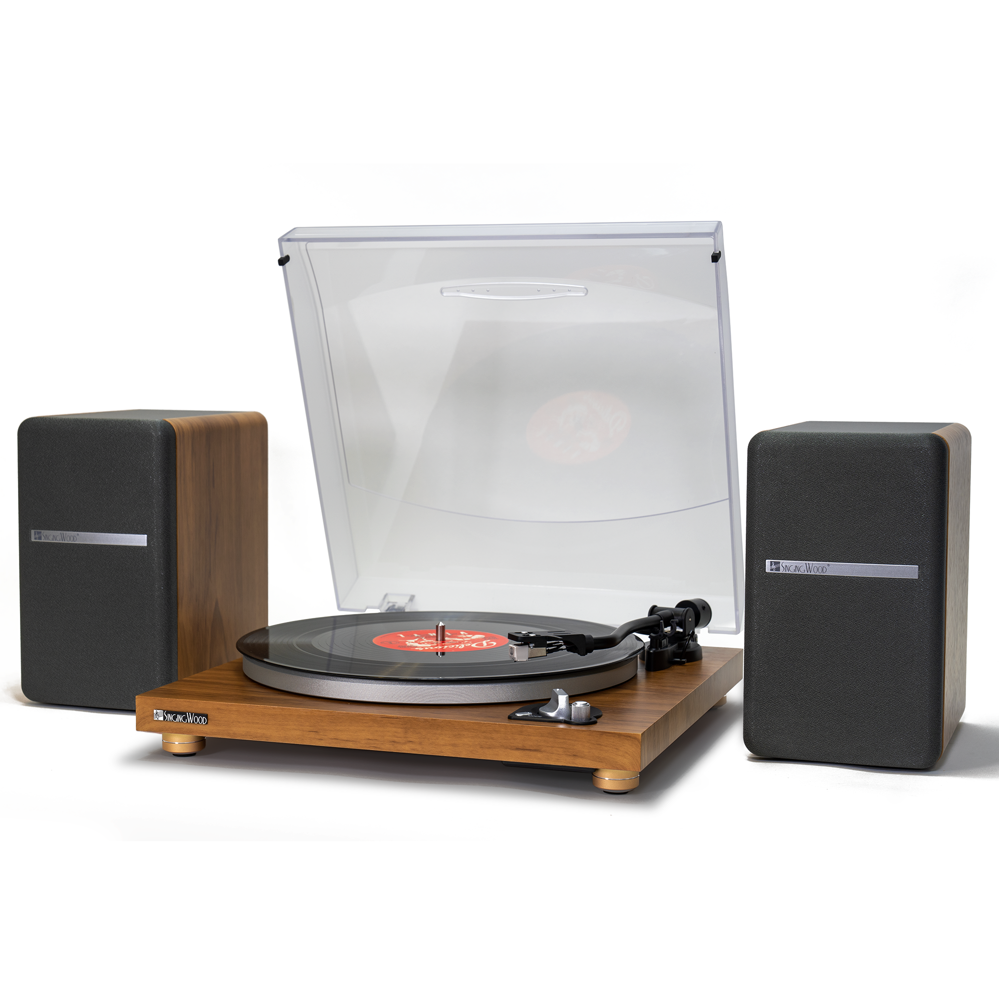 SingingWood Audio VP42AS Bluetooth Turntable Hi-Fi with 44 Watt Bookshelf Speakers - Beech Wood