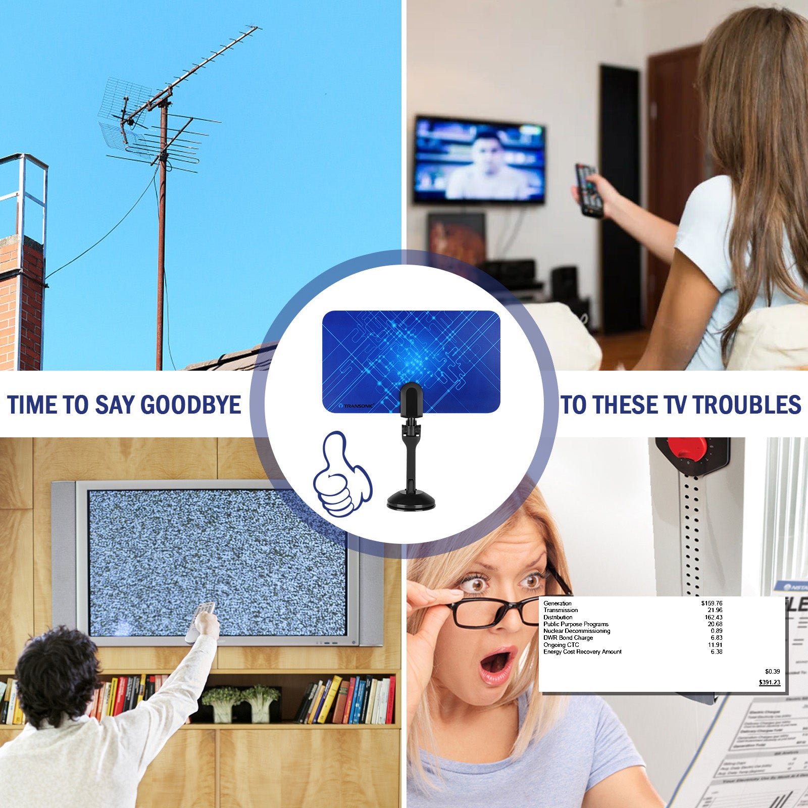 Transonic B100 Indoor Digital Flat TV Antenna