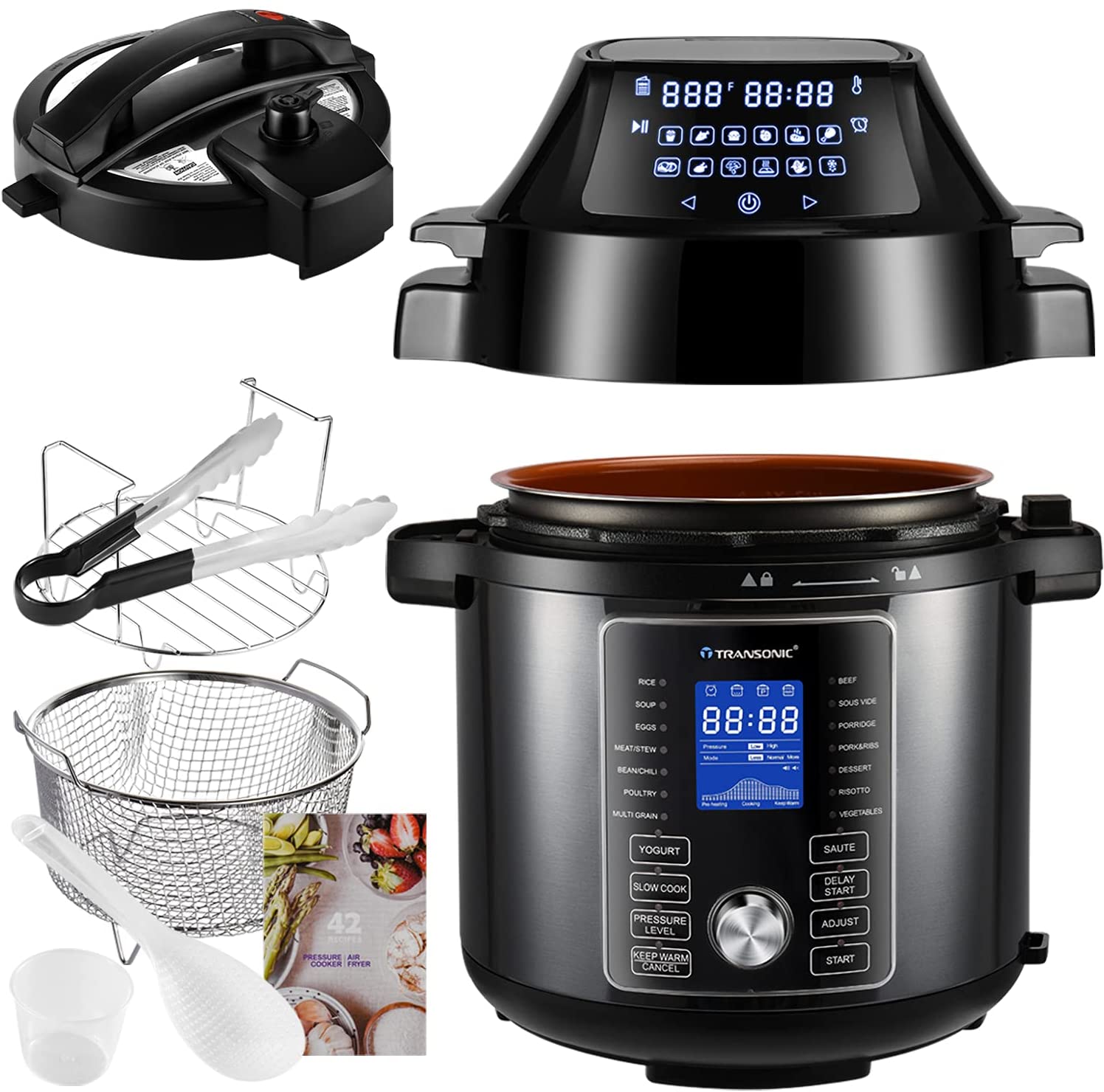 Transonic OPA160 Pressure Cooker & Air Fryer Combos, 6 Quart