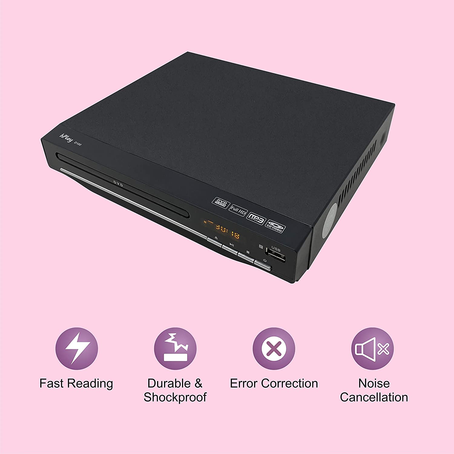 hPlay Compact Desktop DVD Media Player for TV, Region Free