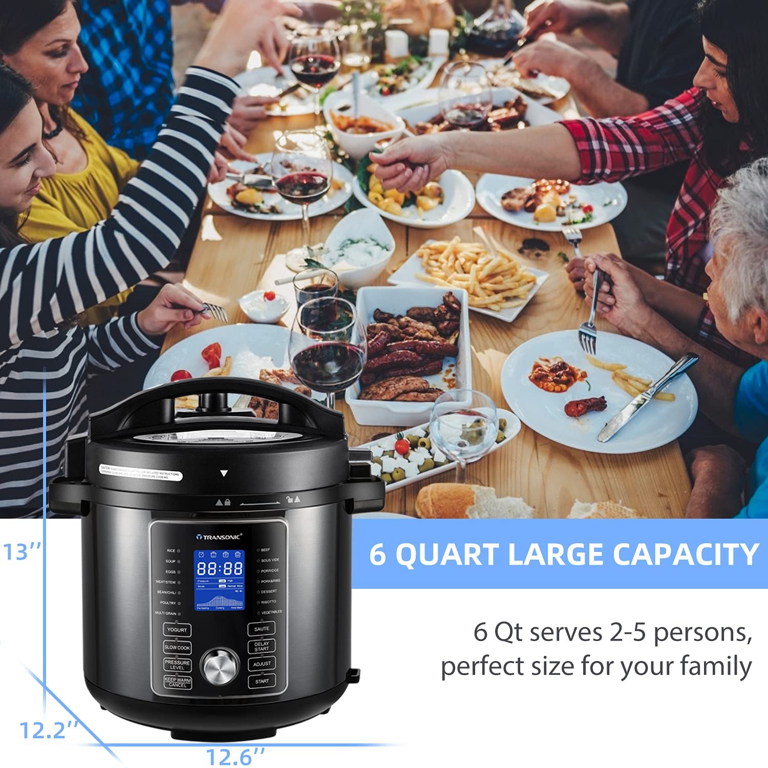 Transonic OPA160 Pressure Cooker & Air Fryer Combos, 6 Quart