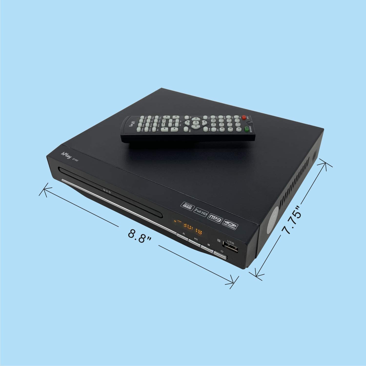 hPlay Compact Desktop DVD Media Player for TV, Region Free