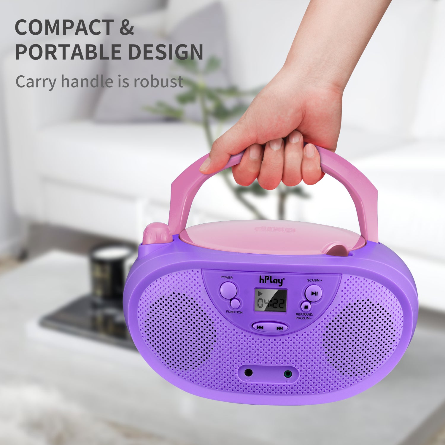 hPlay GC04 Portable CD/CD-R/CD-RW Boombox with AM FM Radio